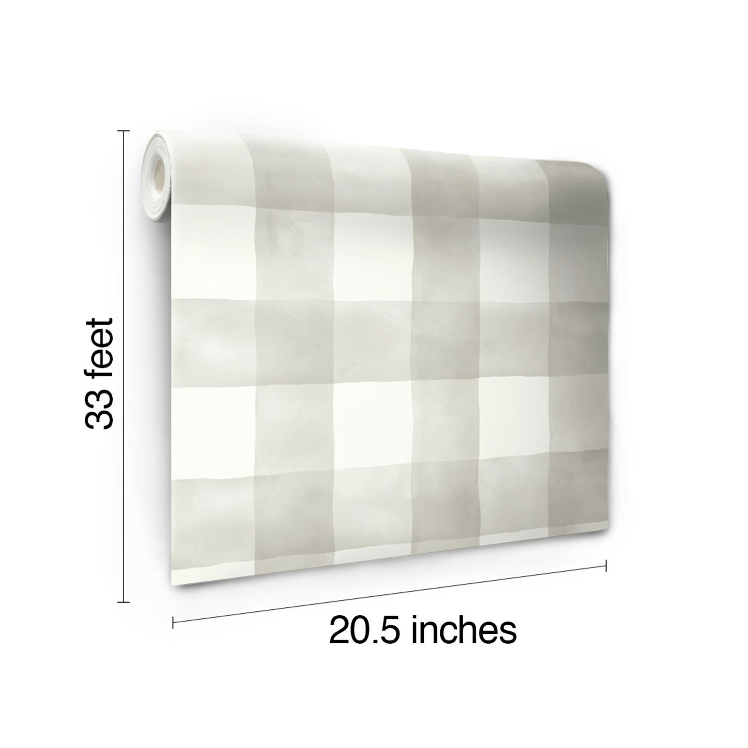 Watercolor Check Grey & White Wallpaper large image 