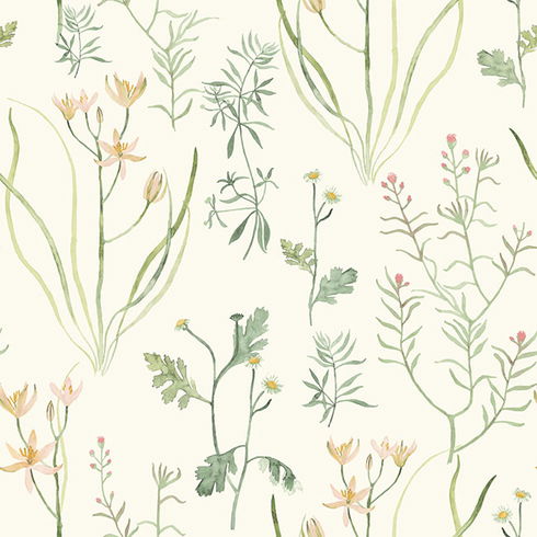 Alpine Botanical White Wallpaper