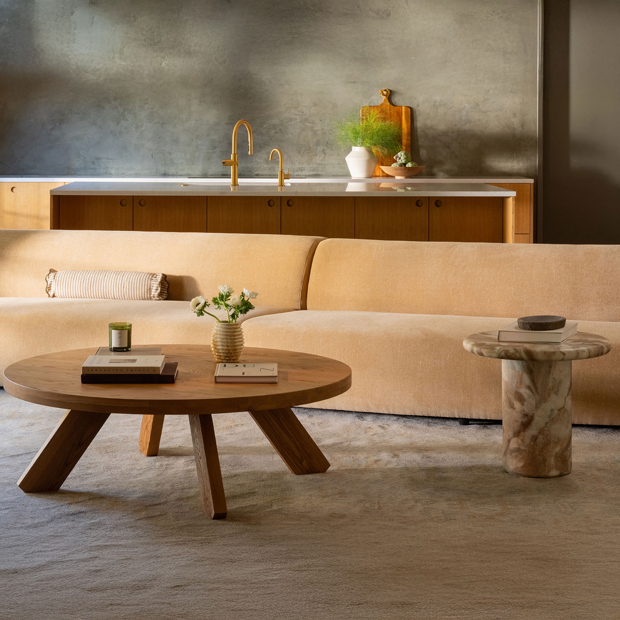 Naomi Concave Sofa Golden Yellow, Sectional Sofa by Moe's Home, 80.7" width x 28.3" height x 39" depth View 11