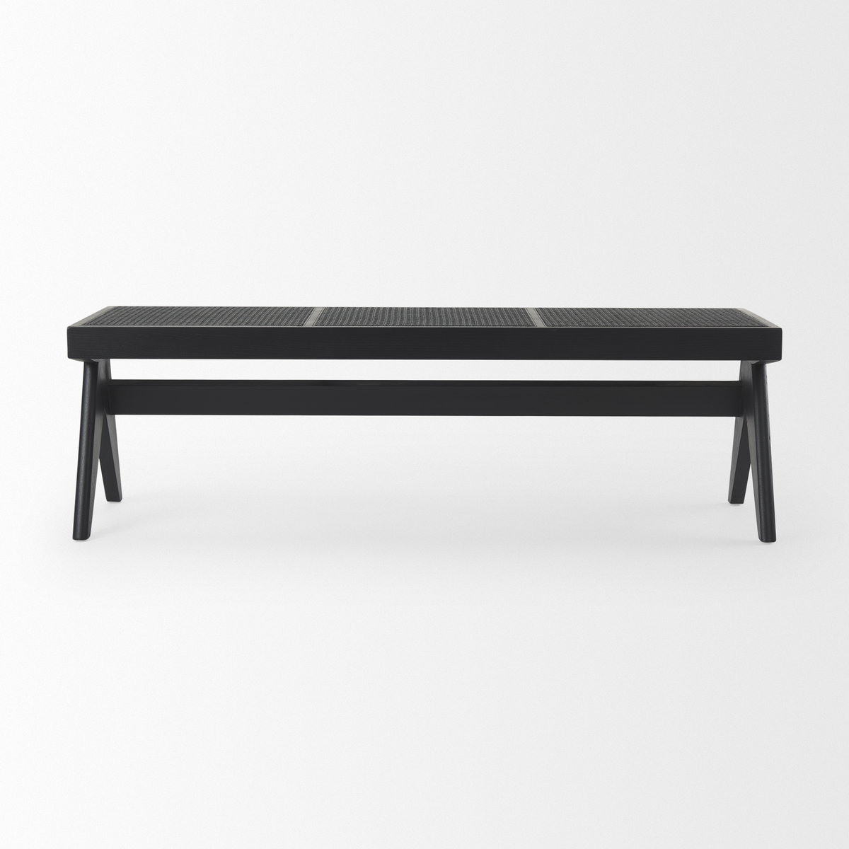 Arvin  Black Wooden Bench, Benche by Mercana, 59.06" length x 17.72" width x 18.11" height View 2