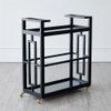 Grid Block Bar CartBlack Lacquer with Shiny Bras, Decor by Global Views, 36" length x 16" width x 42" height thumbnail 4