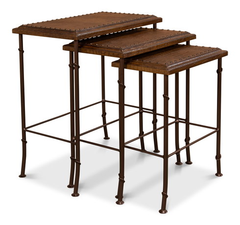 Croc Leather Nesting Tables Set/3