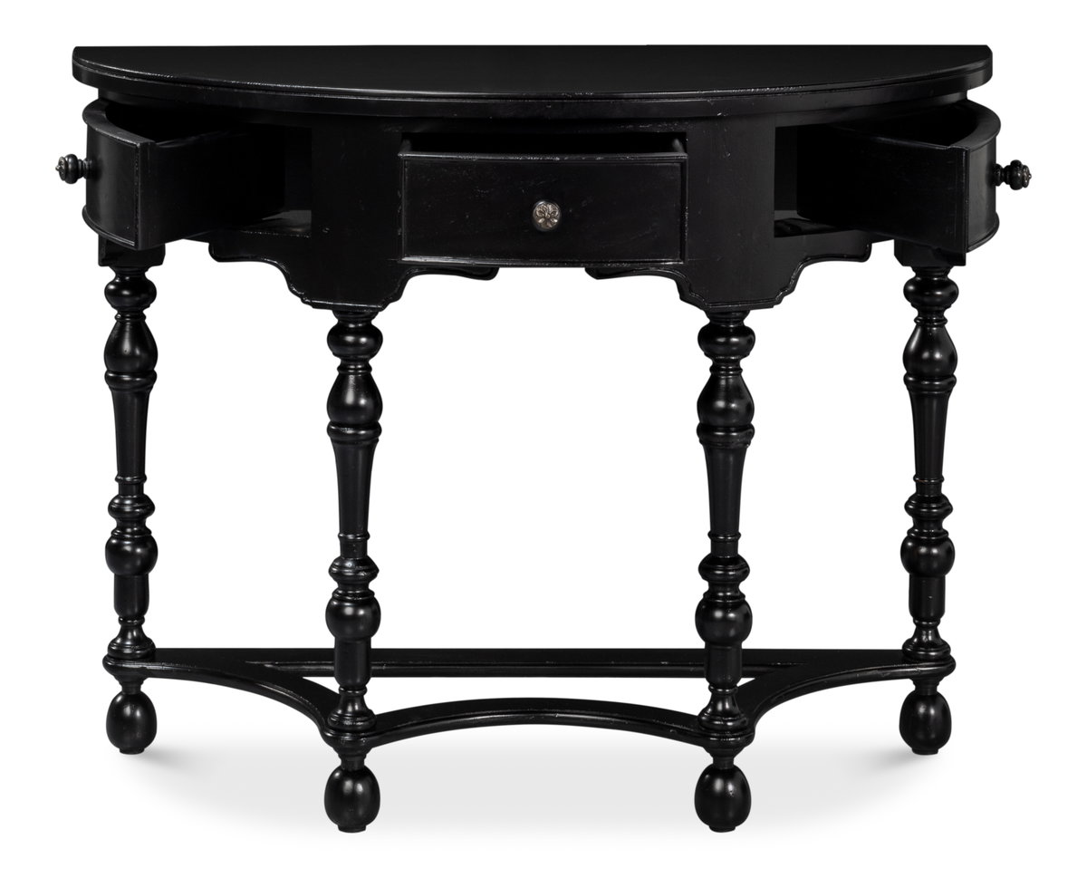 Abraham Half Round Console, by Sarreid, 1'3" length x 3'2" width x 8" height View 9