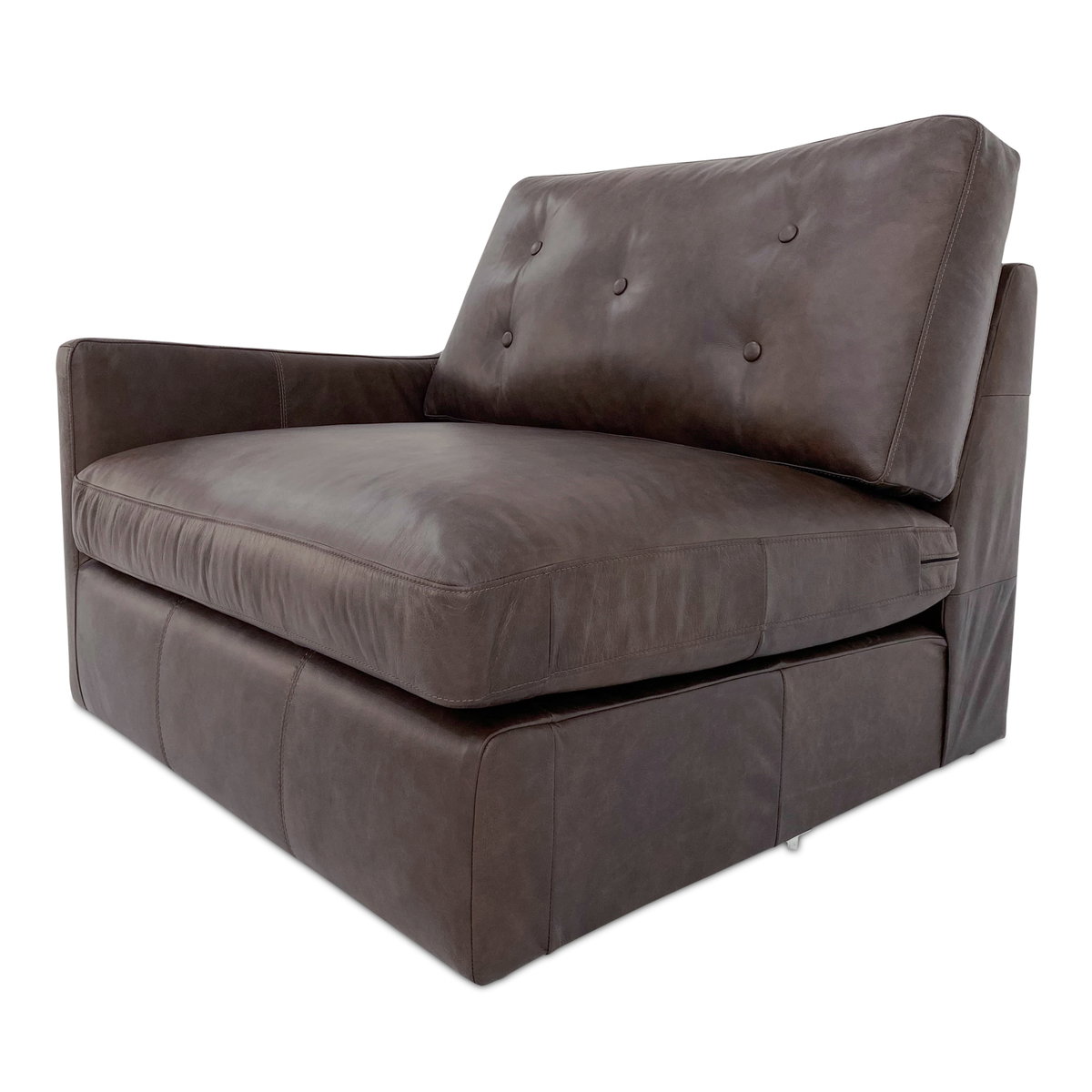 Thurlow Left Arm Facing Chair Espresso Brown Leather, Sectional Sofa by Moe's Home, 44" width x 33" height x 39" depth View 2