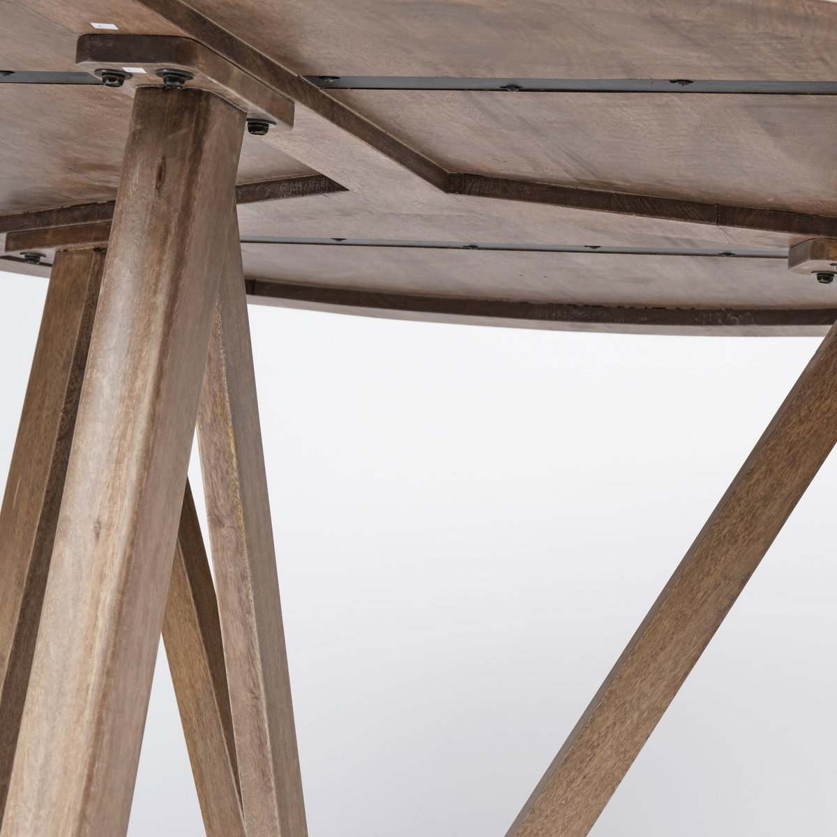 Legolas I 60' Round Brown Solid Wood Top & Base Dining Table, by Mercana, 60" length x 60" width x 30" height View 5