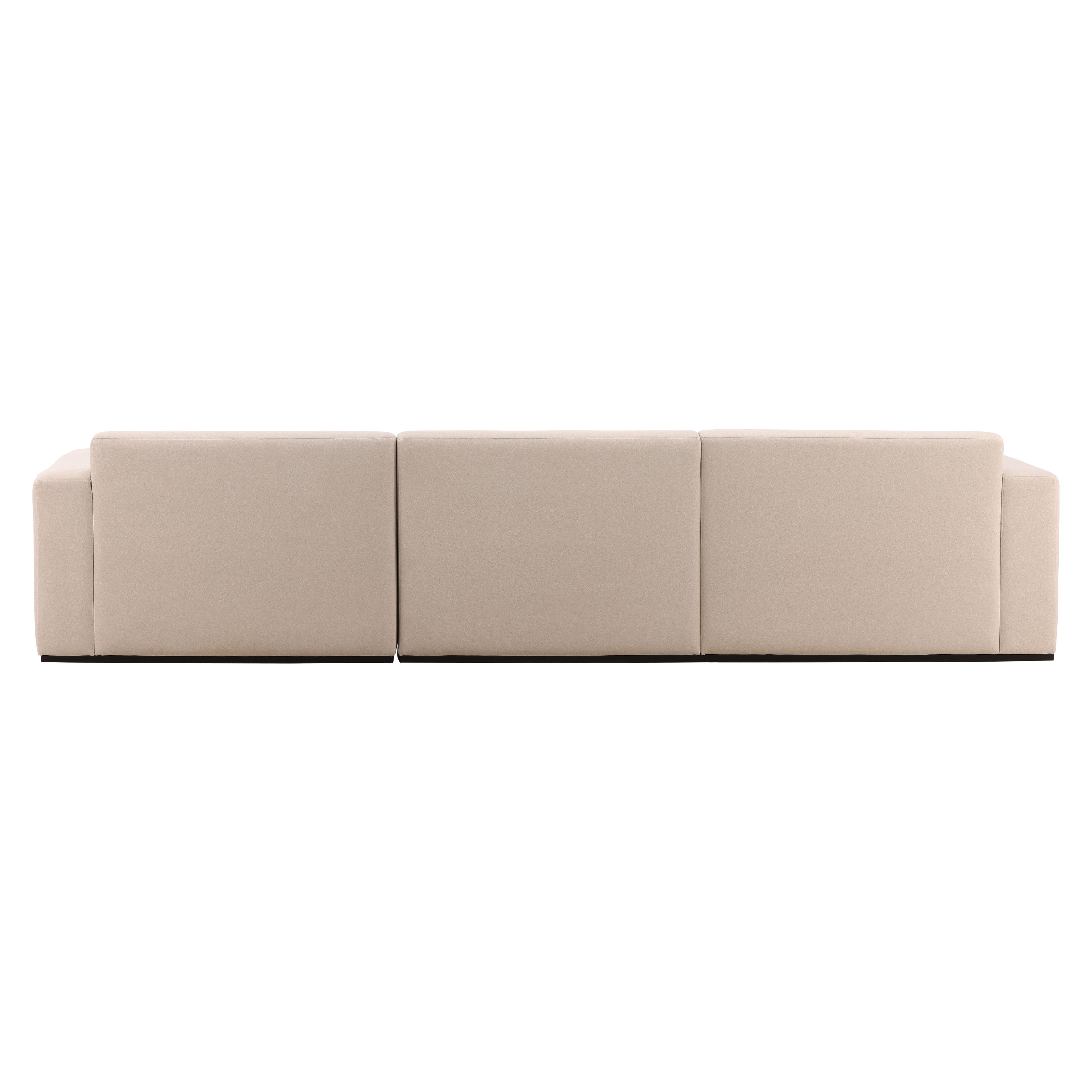 Brooklyn Chaise Sectional  Cream, Sectional Sofa by Dovetail, 134.25" width x 29.5" height x 65" depth View 4