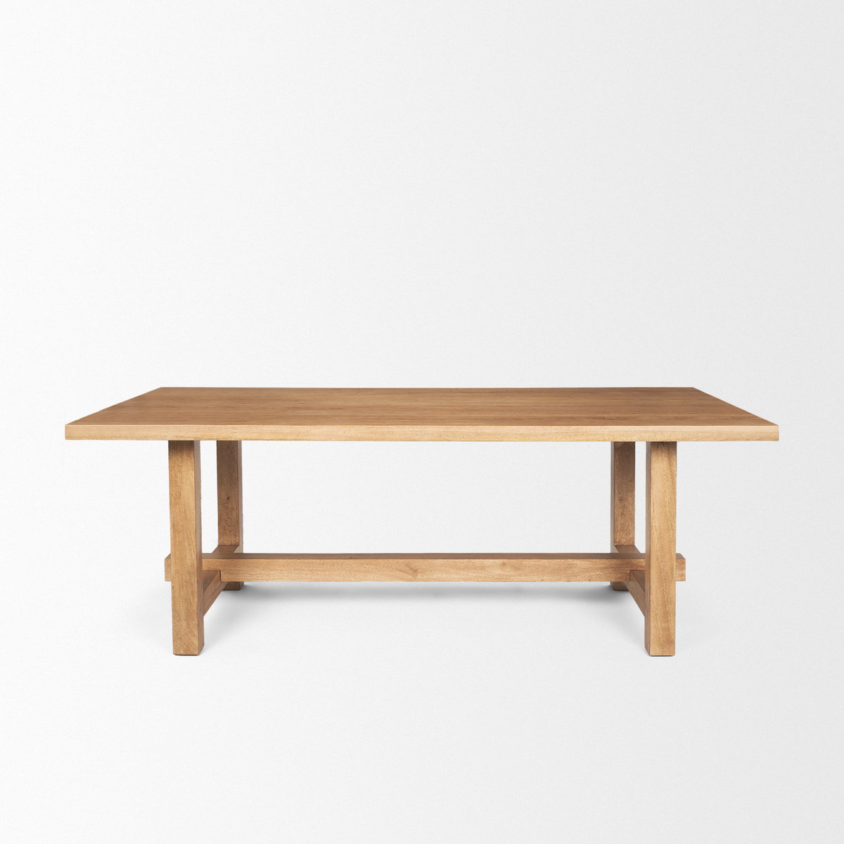 Suke 84'L x 42'W Rectangular Trestle Dining Table | Natural Wood | Seats 8, by Mercana, 84" length x 42" width x 30" height View 4