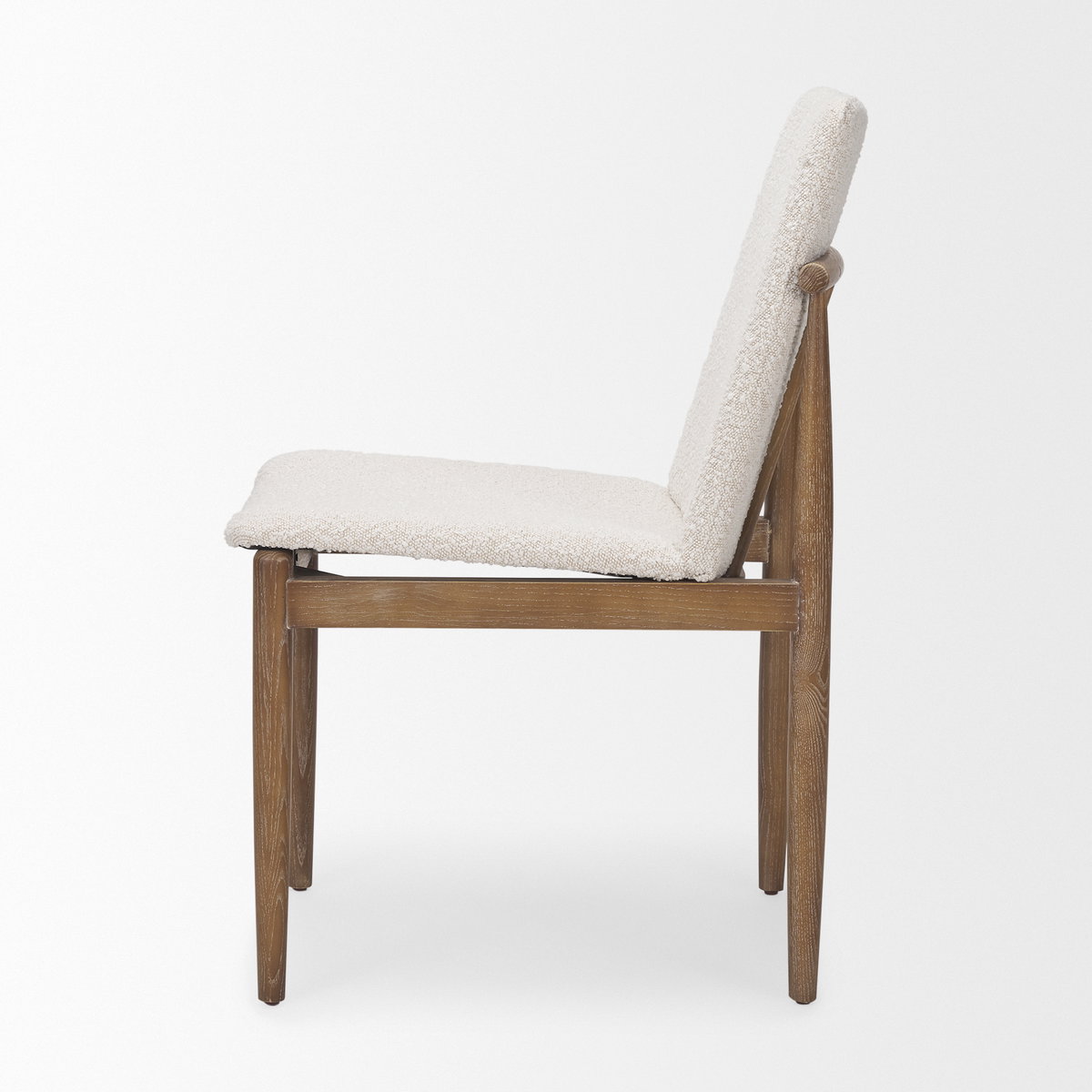 Cavett Curved Back Dining Side Chair | Cream Boucle with Wood, Dining Chair by Mercana, 18" length x 24.21" width x 33.46" height View 9