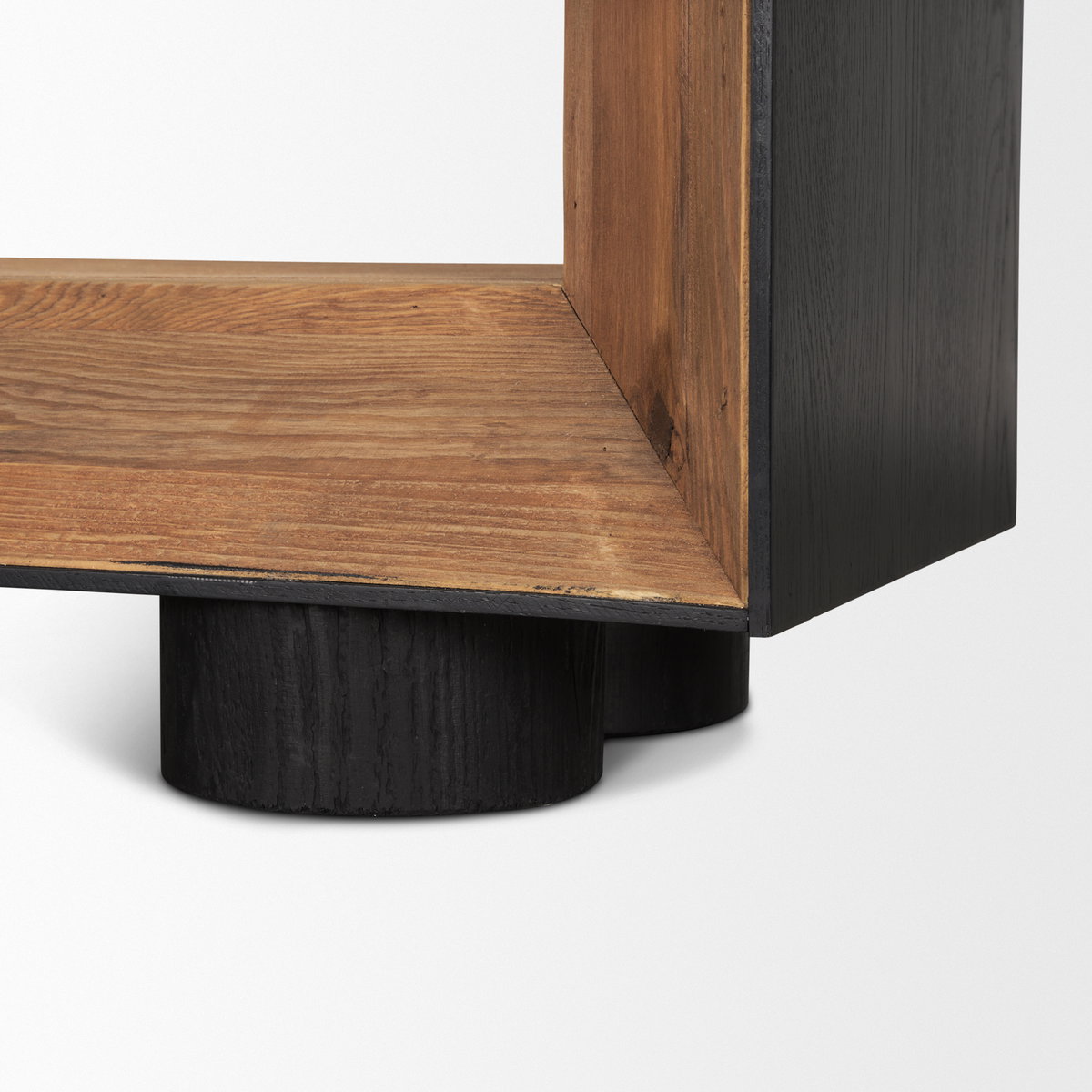 Tabor Natural Wood with Black Oak Frame Bookcase, Shelving & Bookcase by Mercana, 47" length x 16" width x 72" height View 11