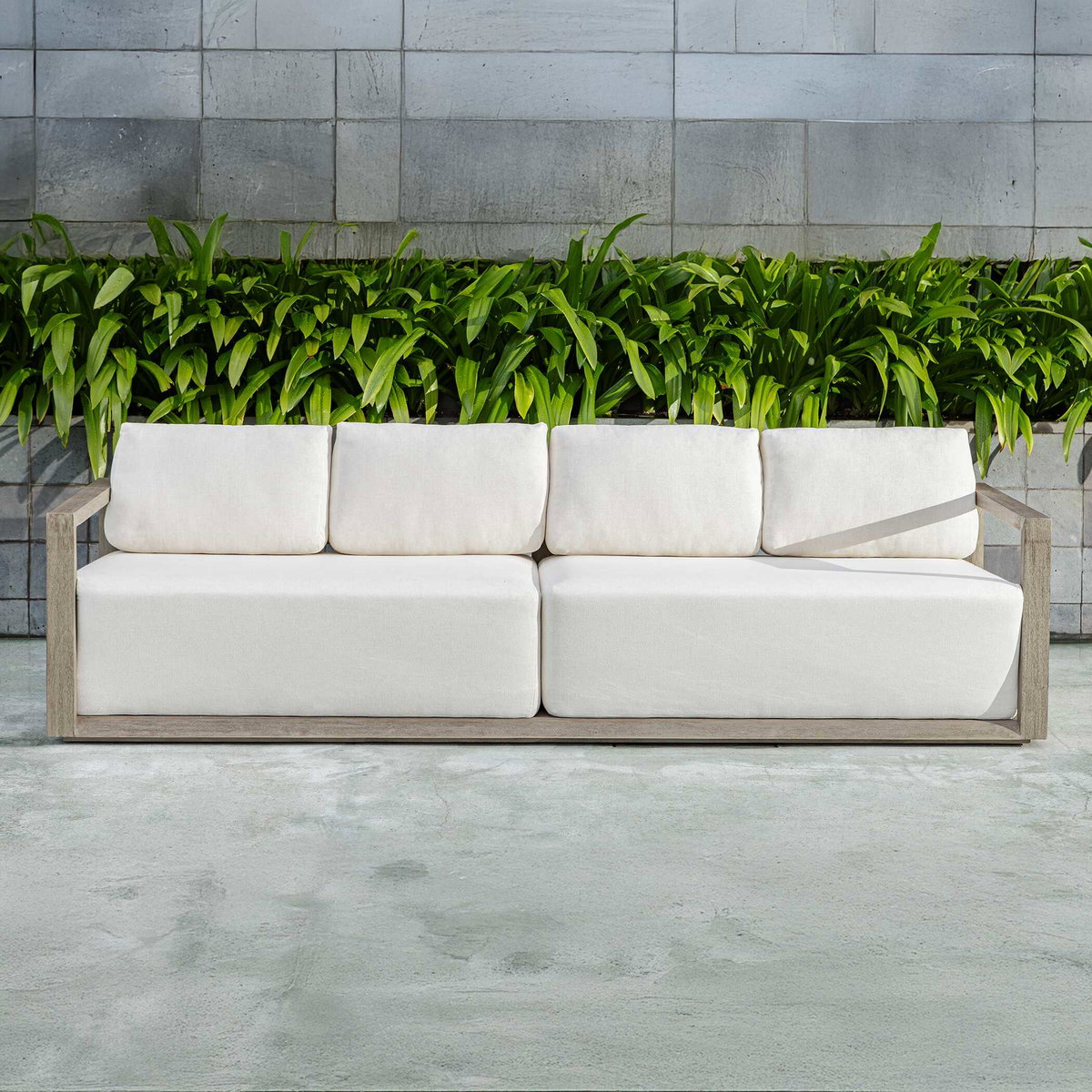 Remsen Outdoor Gray Sofa, Outdoor Sofa by Uttermost, 8'11" width x 2'8" height x 2'11.25" depth View 5