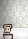 Laurel Leaf Ogee Teal Wallpaper, by York Wall, 27' length x 2'3" width x 0.02" depth thumbnail 2