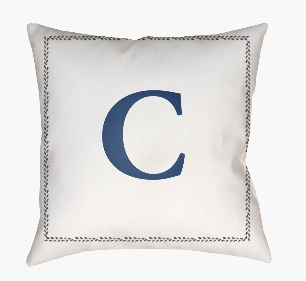 Initials Accent Pillow, Decorative Pillow by Surya, 20" length x 20" width