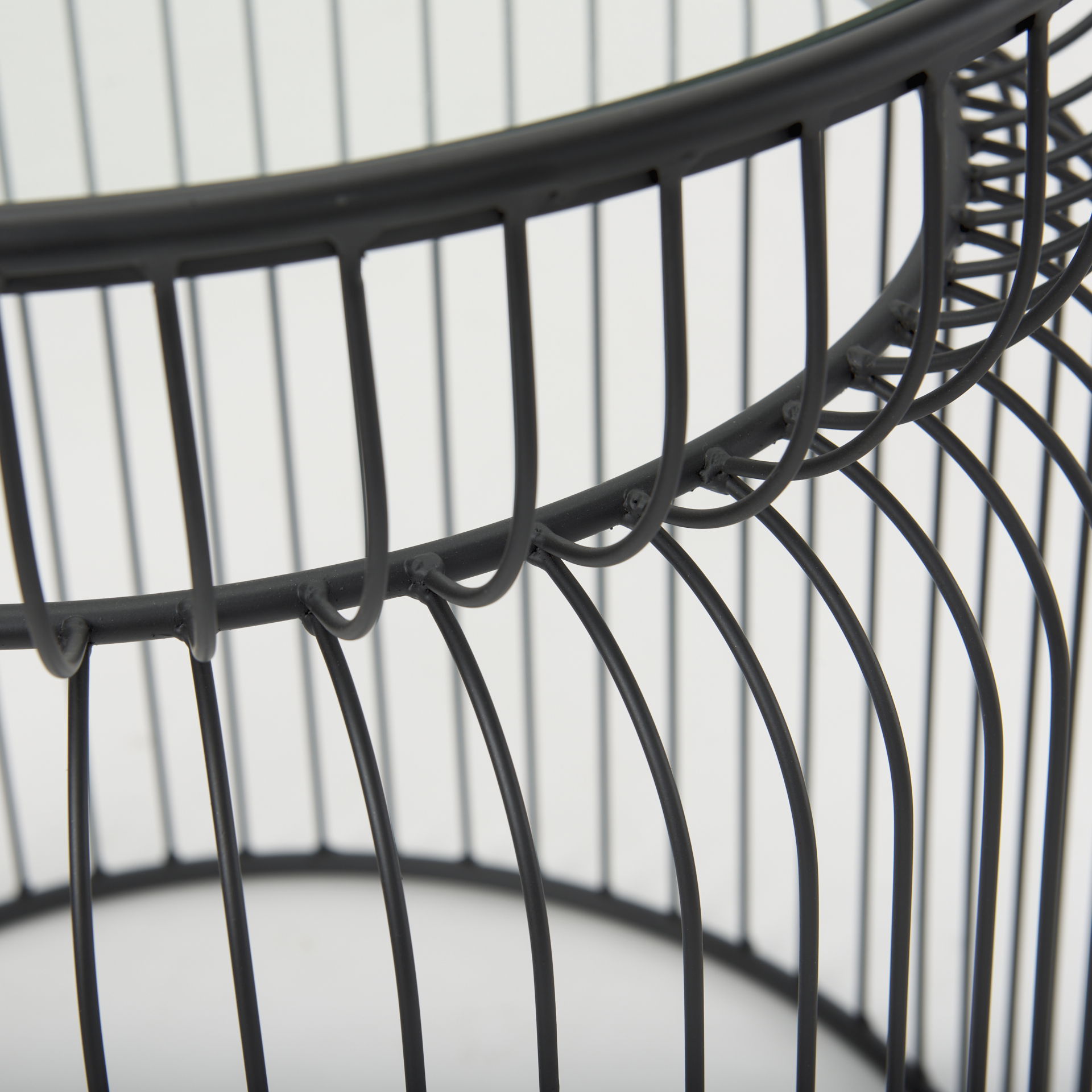 Shani Set of 2 Round, Black Metal with Glass, Accent Tables, Side & End Table by Mercana, 30.71" length x 18.9" width x 20.08" height View 8