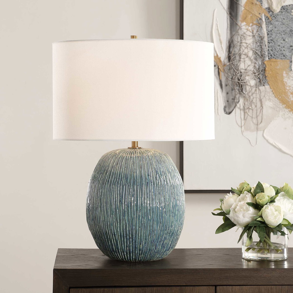 Elysia Textured Table Lamp, by Uttermost, 17" width x 23.25" height x 17" depth View 2