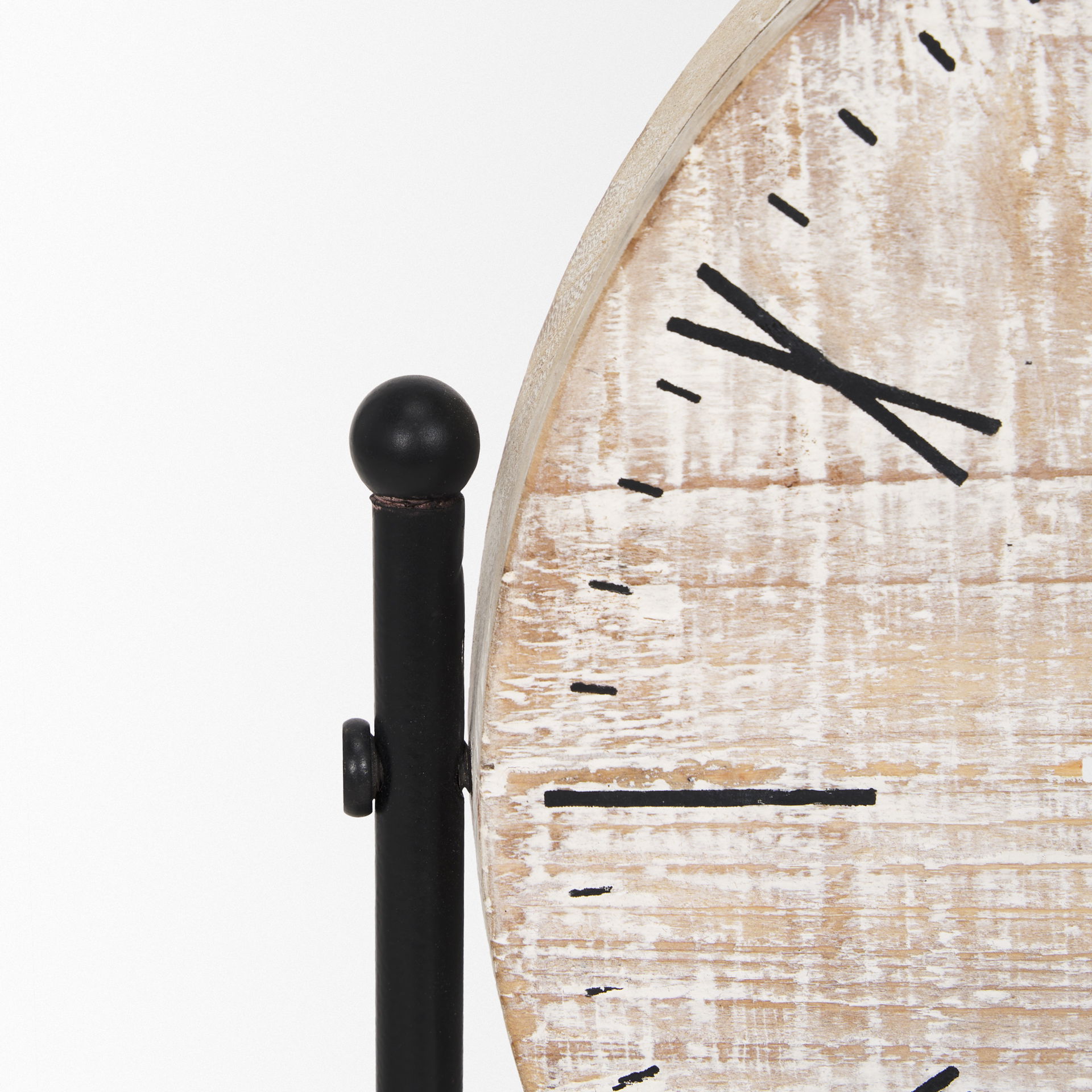 Raja Matte Black Metal with Wood Table Clock large image 