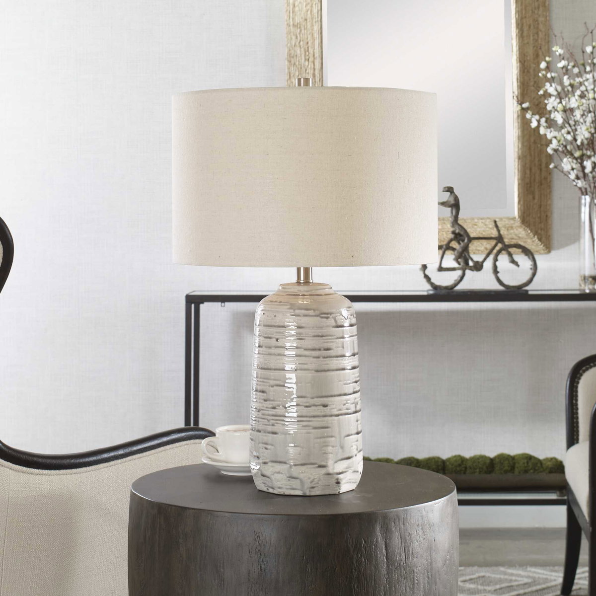 Cyclone Ivory Table Lamp, by Uttermost, 1'4" width x 2'0.75" height x 1'4" depth View 9