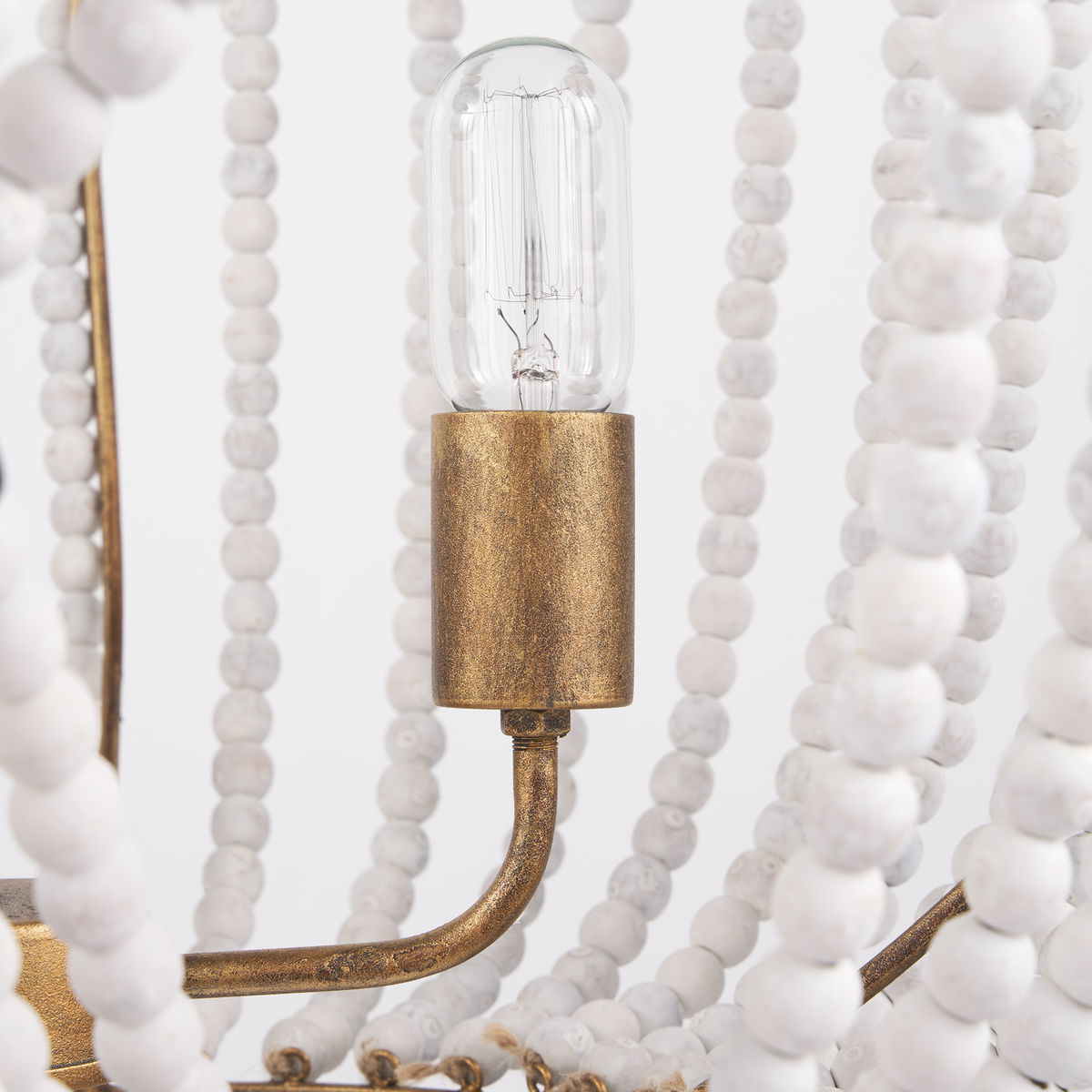 Rhone Gold Metal and Wood Beaded Chandelier, by Mercana, 26.38" length x 26.38" width x 88.58" height View 10