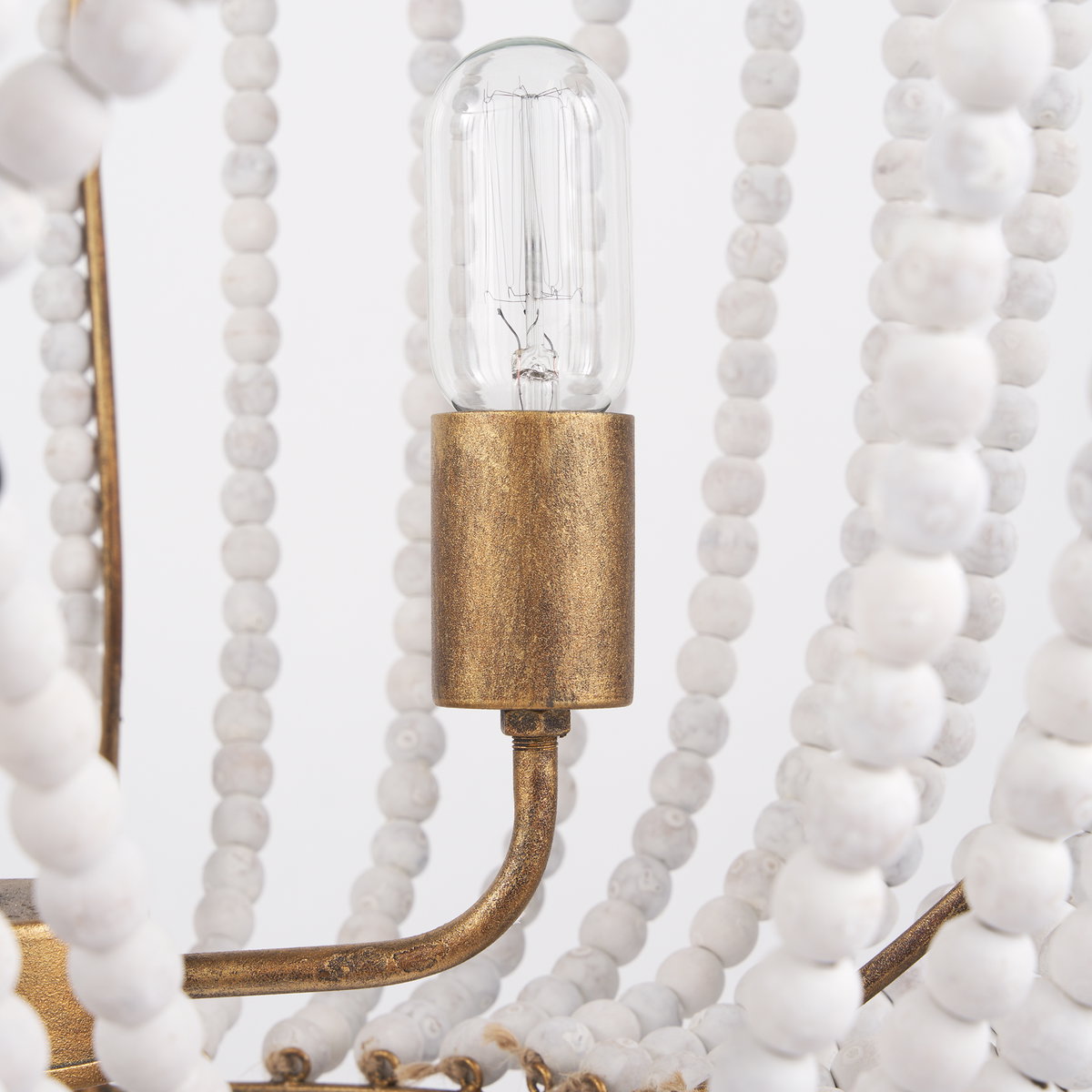 Rhone Gold Metal and Wood Beaded Chandelier, by Mercana, 26.38" length x 26.38" width x 88.58" height View 10