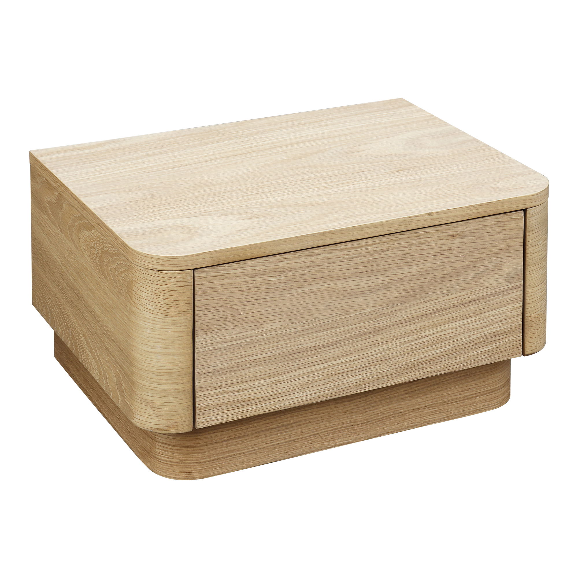 Round Off Small Nightstand Light Oak Brown, by Moe's Home, 20" width x 11" height x 15" depth View 2