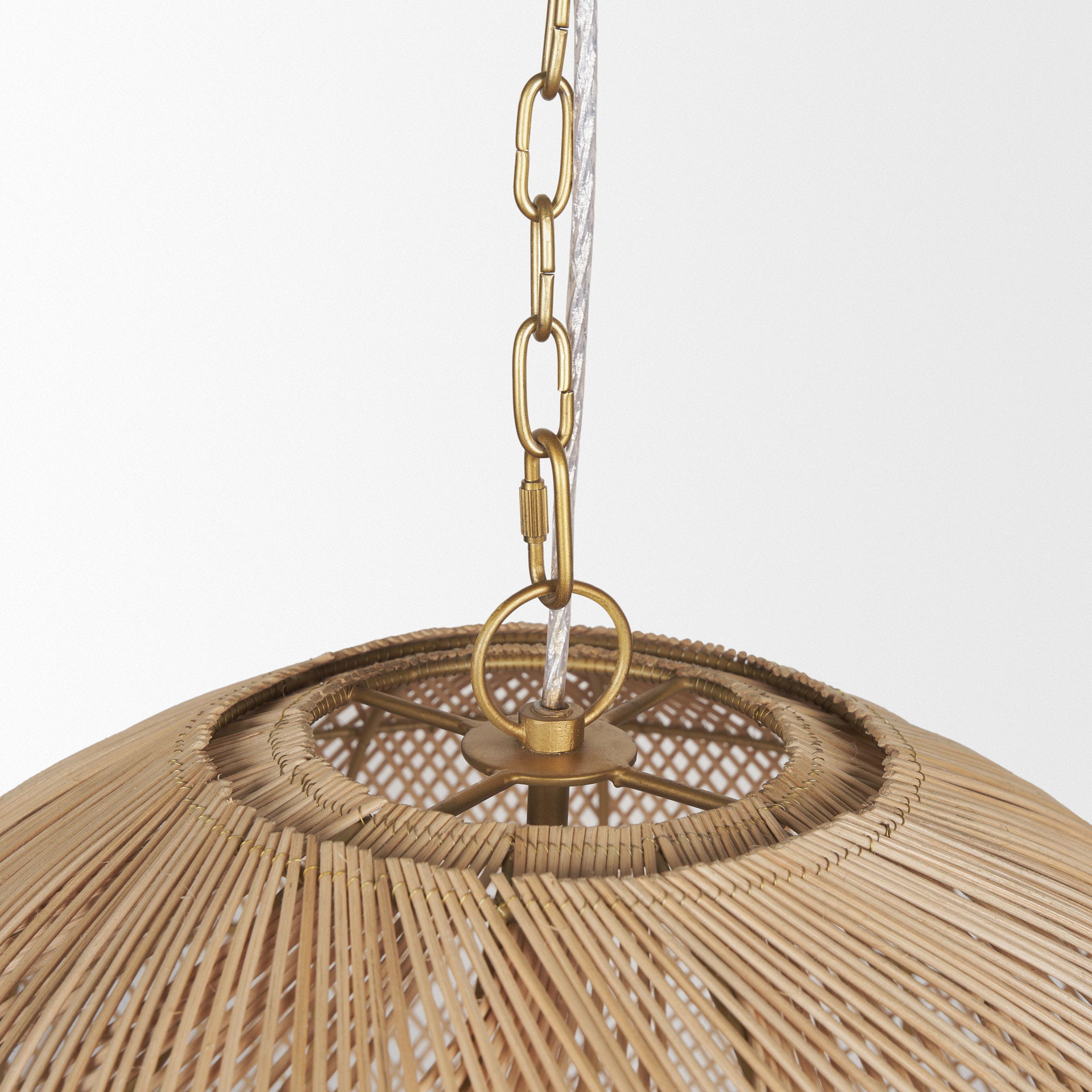 Thad 4-Light Natural Woven Rattan Foyer Chandelier, by Mercana, 23" length x 23" width x 30.75" height View 6