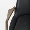 Westan Black Genuine Leather with Medium Brown Wood Accent Chair thumbnail 7