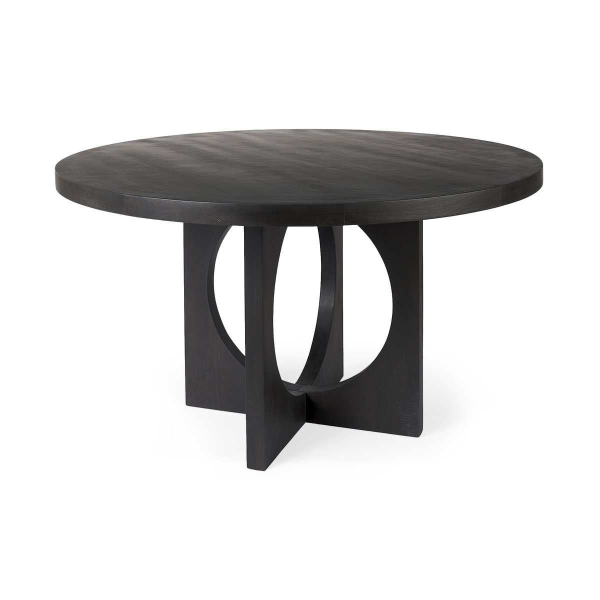 Liesl 54' Round Pedestal Dining Table | Modern | Black Wood | Seats 6, by Mercana, 54" length x 54" width x 30" height View 1