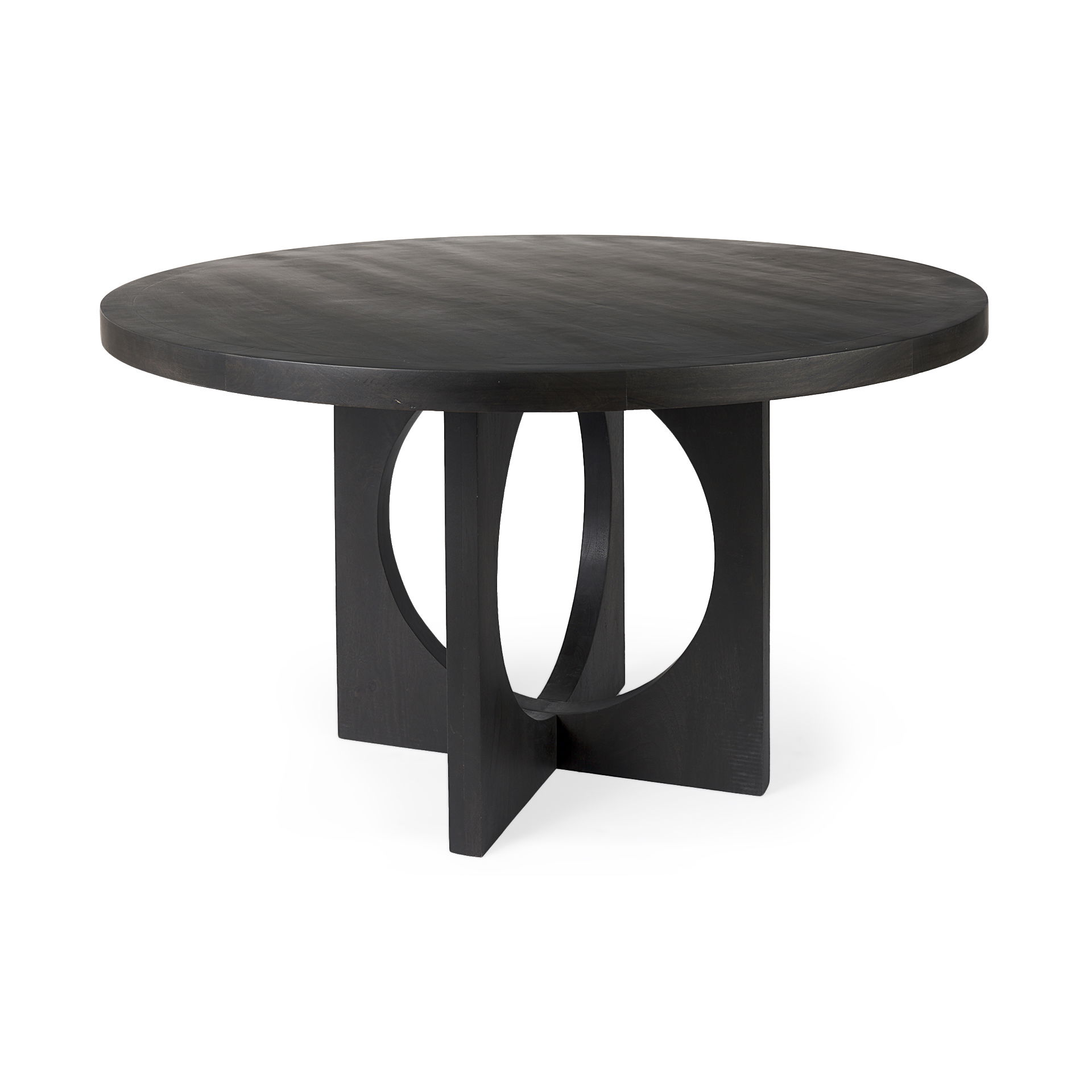 Liesl 54.L x 54.0W x 30.0H Black Wood with Circular Top Dining Table, by Mercana, 54" length x 54" width x 30" height View 1