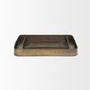 Varun Square Antiqued Brass Metal Tray (Set of 2), Decorative Tray by Mercana, 15.35" length x 15.35" width x 1.77" height thumbnail 5