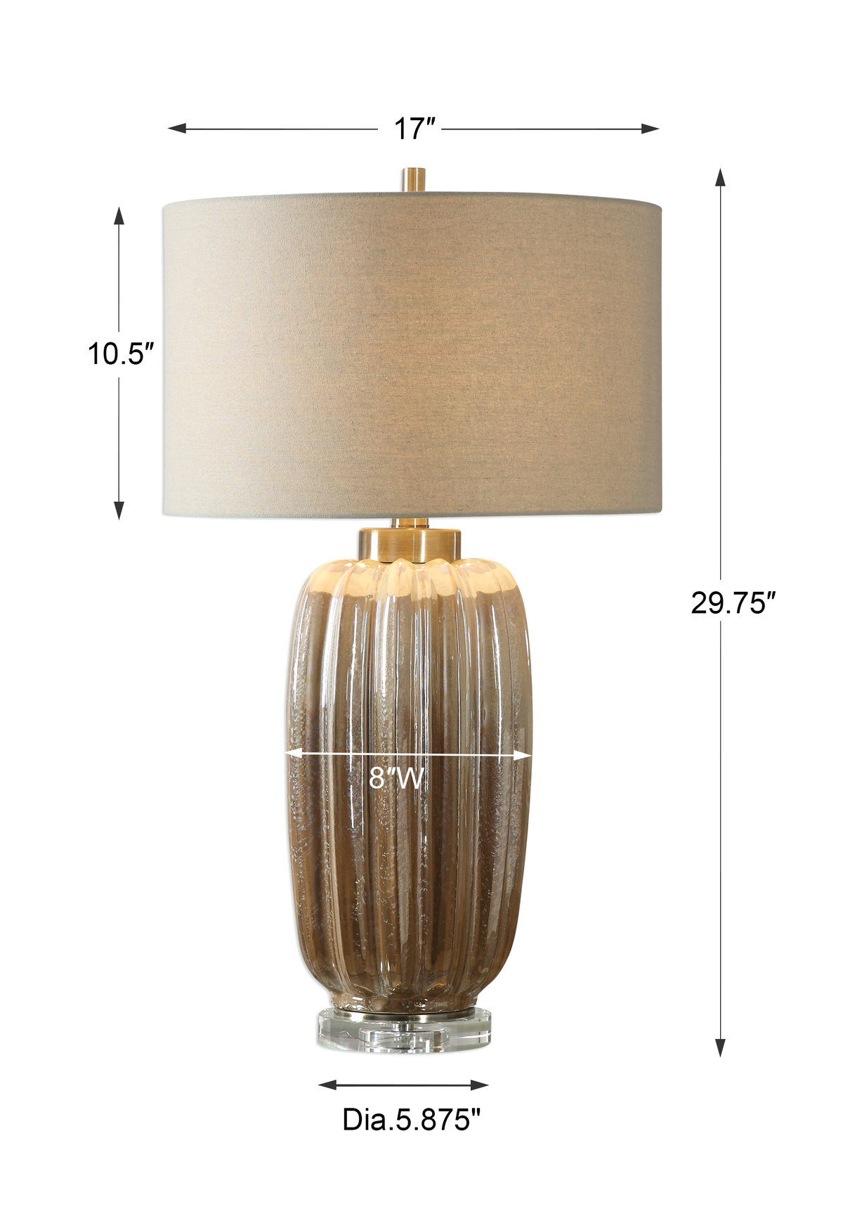Gistova Gold Table Lamp, by Uttermost, 17" width x 29.75" height x 17" depth View 3
