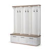 Fairview IV 61L x 17W White And Brown Wood With Storage Hall Tree, Entry & Hallway by Mercana, 61" length x 18" width x 76" height thumbnail 1