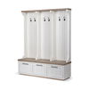 Fairview IV 61L x 17W White And Brown Wood With Storage Hall Tree, Entry & Hallway by Mercana, 61" length x 18" width x 76" height thumbnail 1