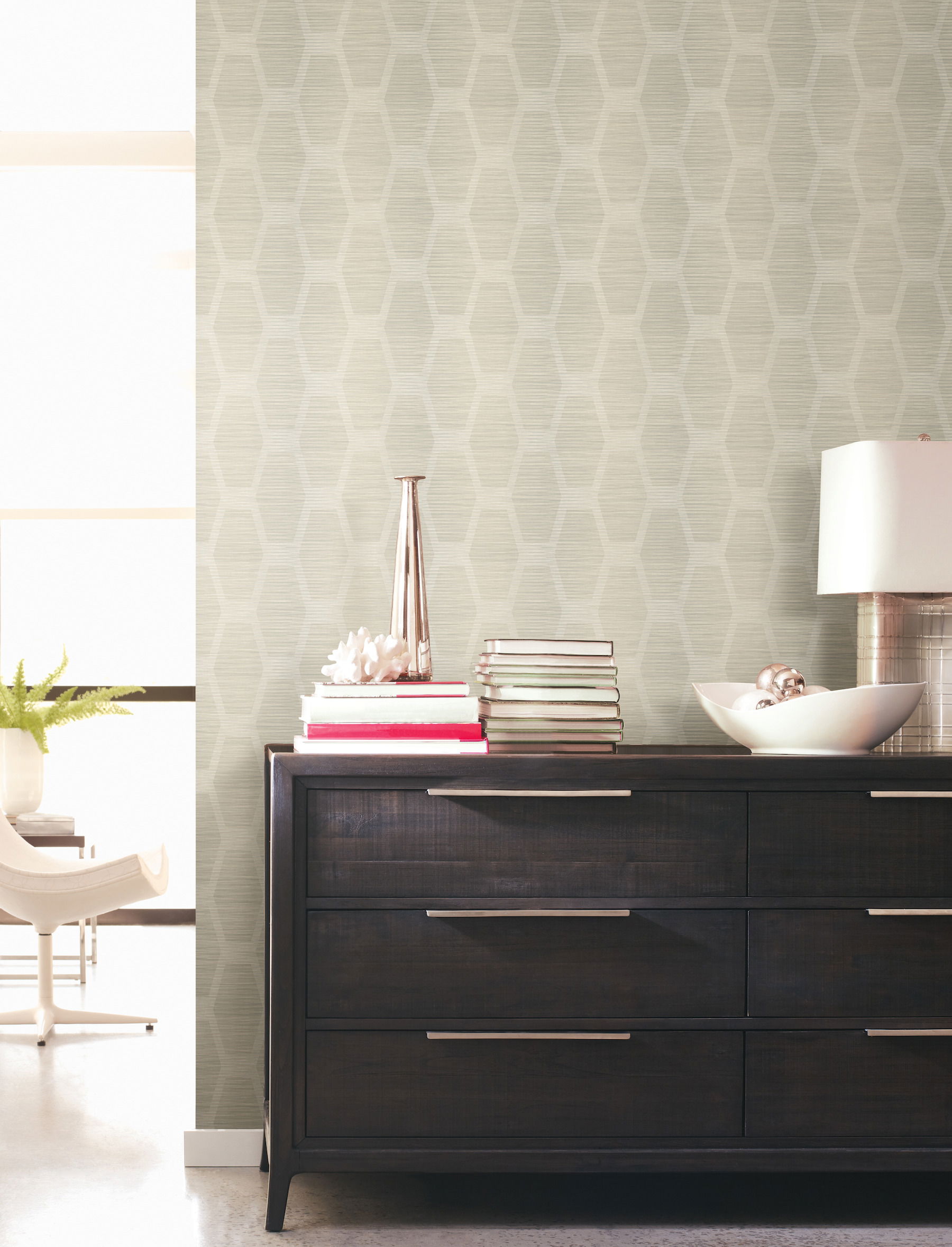 Greige Congas Stripe Wallpaper, by York Wall, 27' length x 2'3" width x 0.02" depth View 2