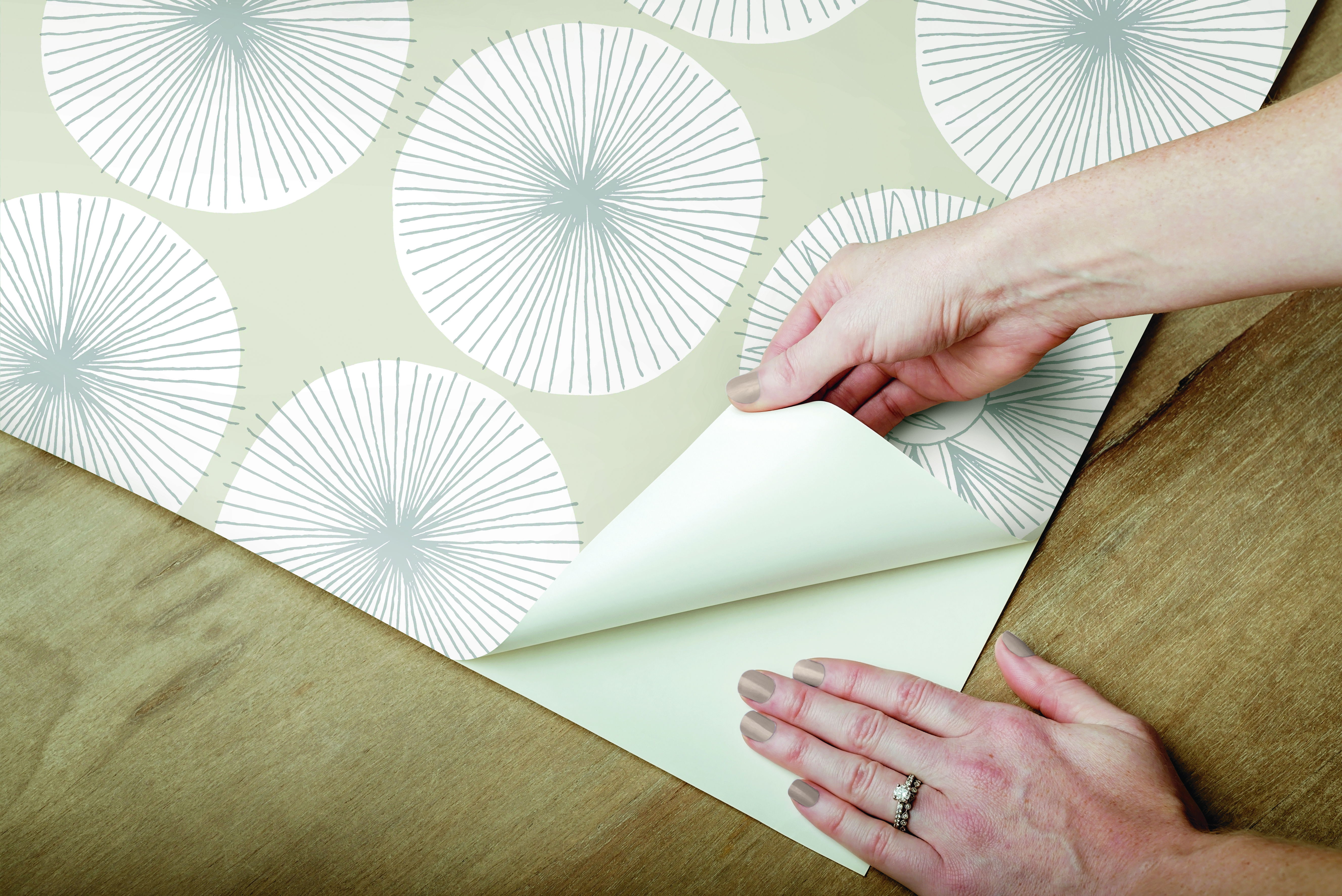 Soho Starburst Silver Peel & Stick Wallpaper large image 