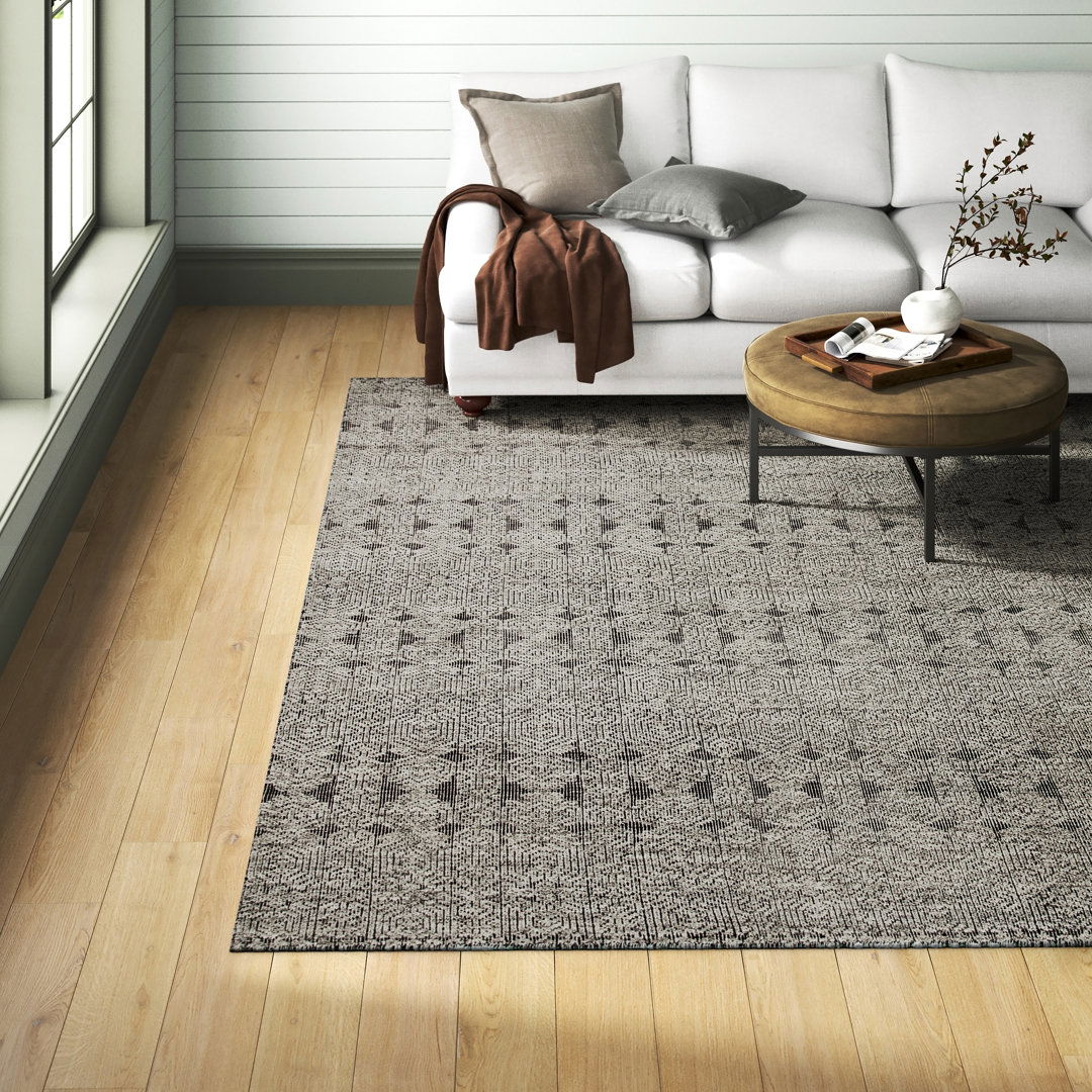 Abelle Hand-Knotted Tribal Gray/ Black Area Rug large image 