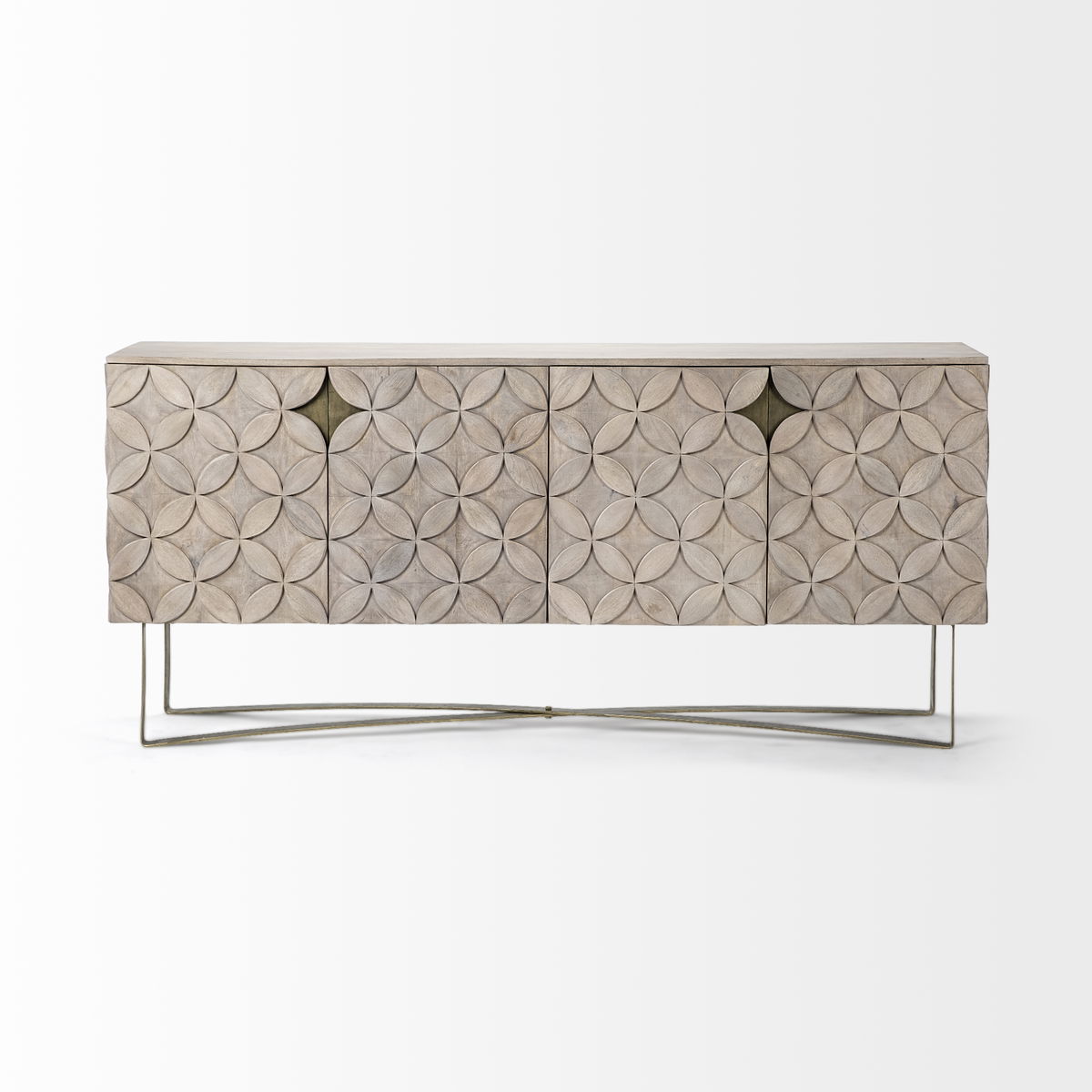 Excelsior I (72x18.3) Solid Wood Gold Metal Base 4 Cabinet Door SideBoard, Sideboards & Buffet by Mercana, 72" length x 18" width x 32.5" height View 3