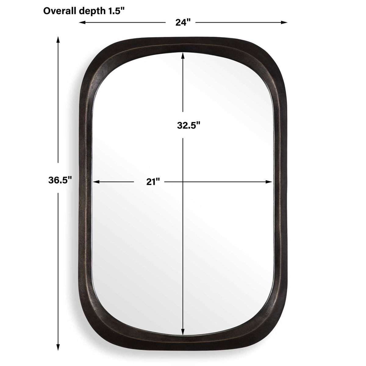 Malone Bronze Mirror, by Uttermost, 24" width x 36.5" height x 1.5" depth View 3