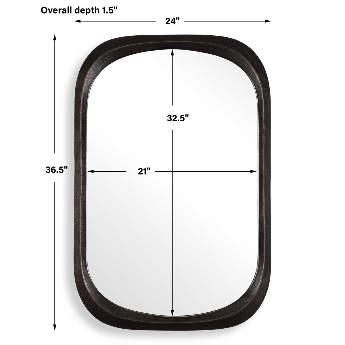 Malone Bronze Mirror, by Uttermost, 24" width x 36.5" height x 1.5" depth View 3