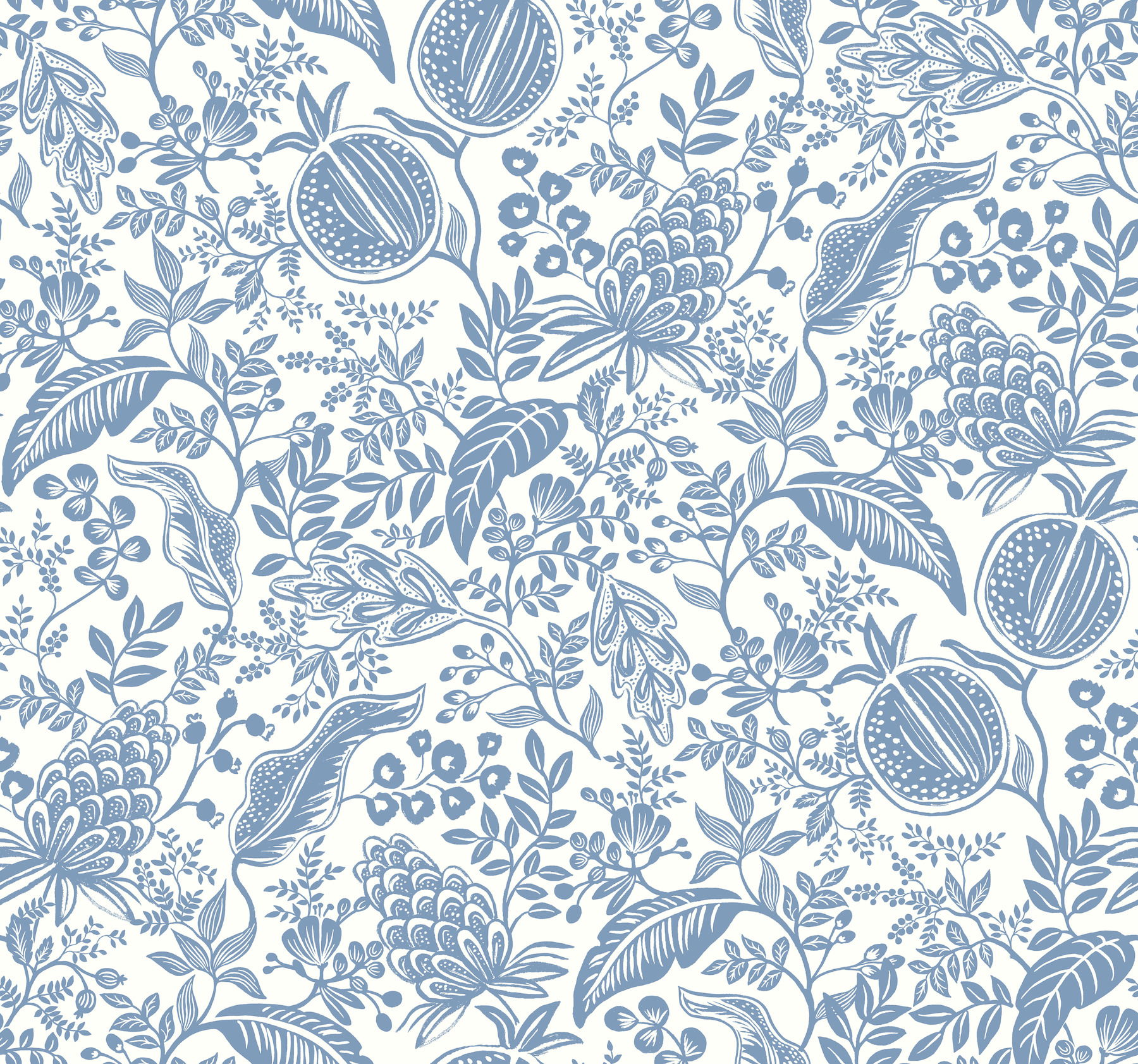 Pomegranate White & Blue Wallpaper, by York Wall, 27' length x 2'3" width x 0.02" depth View 1