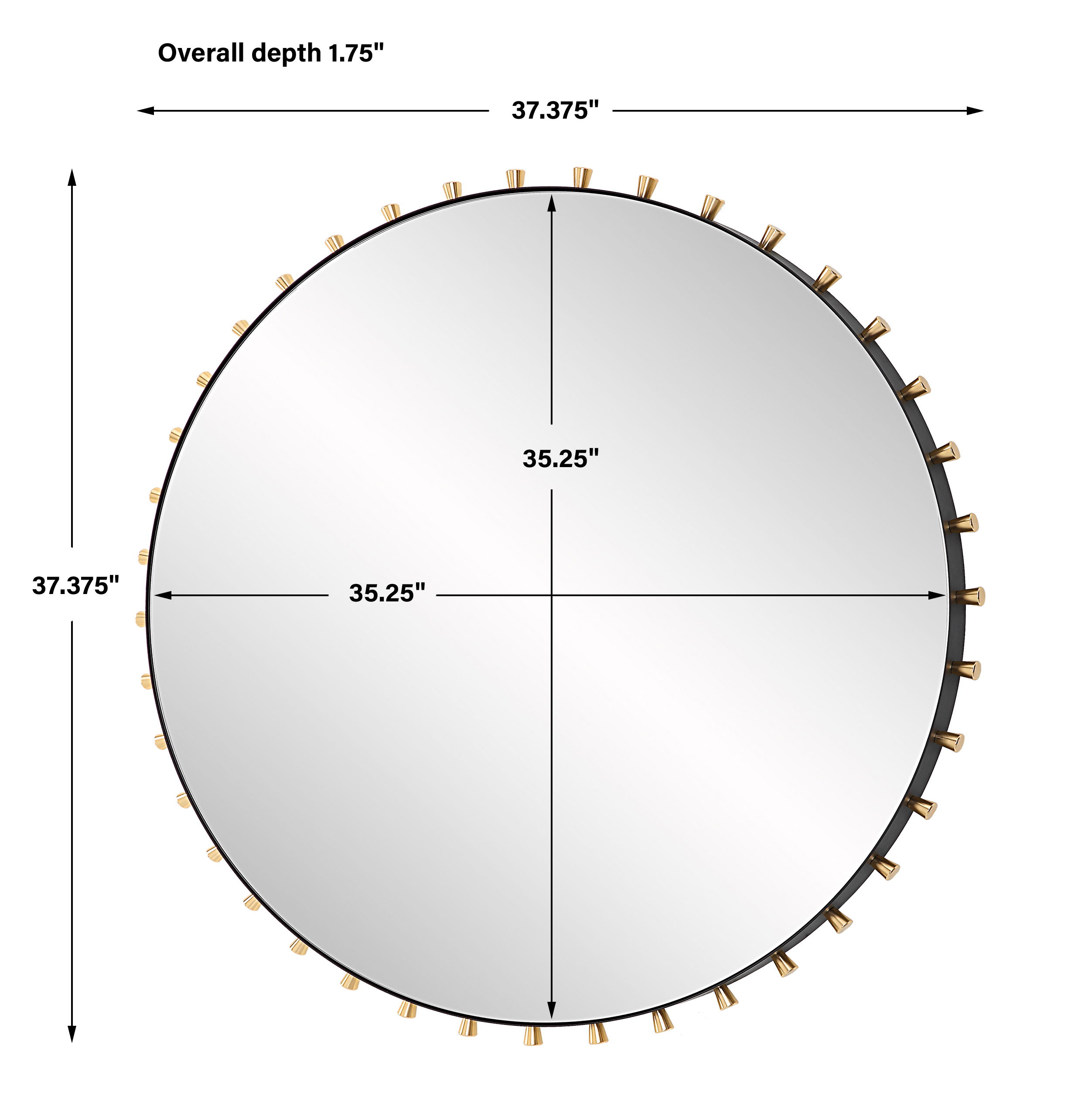 Cosmopolitan Round Mirror, by Uttermost, 37.37" width x 37.37" height x 1.75" depth View 3