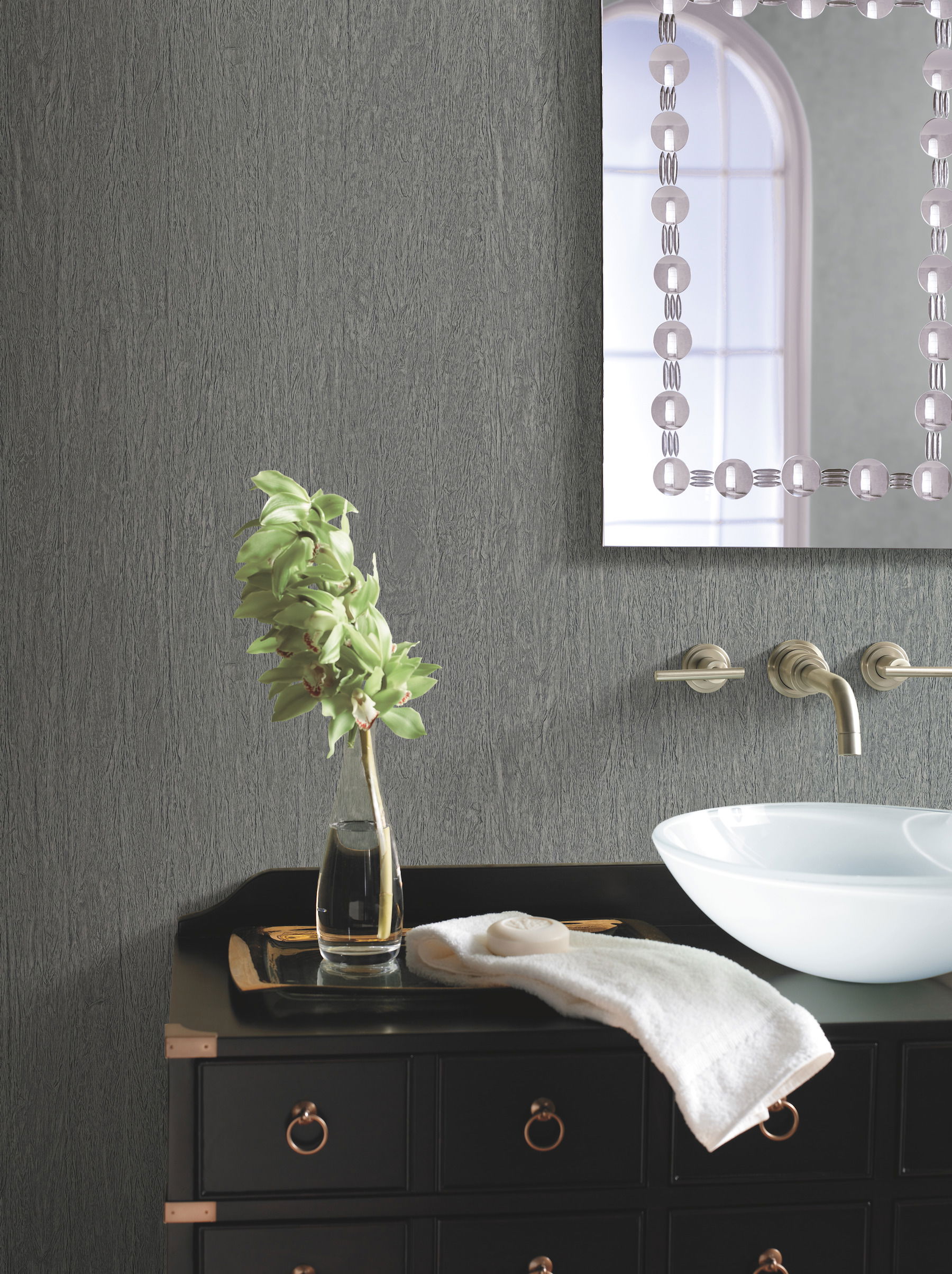Natural Texture Grey Wallpaper, by York Wall, 33' length x 1'9" width x 0.02" depth View 2