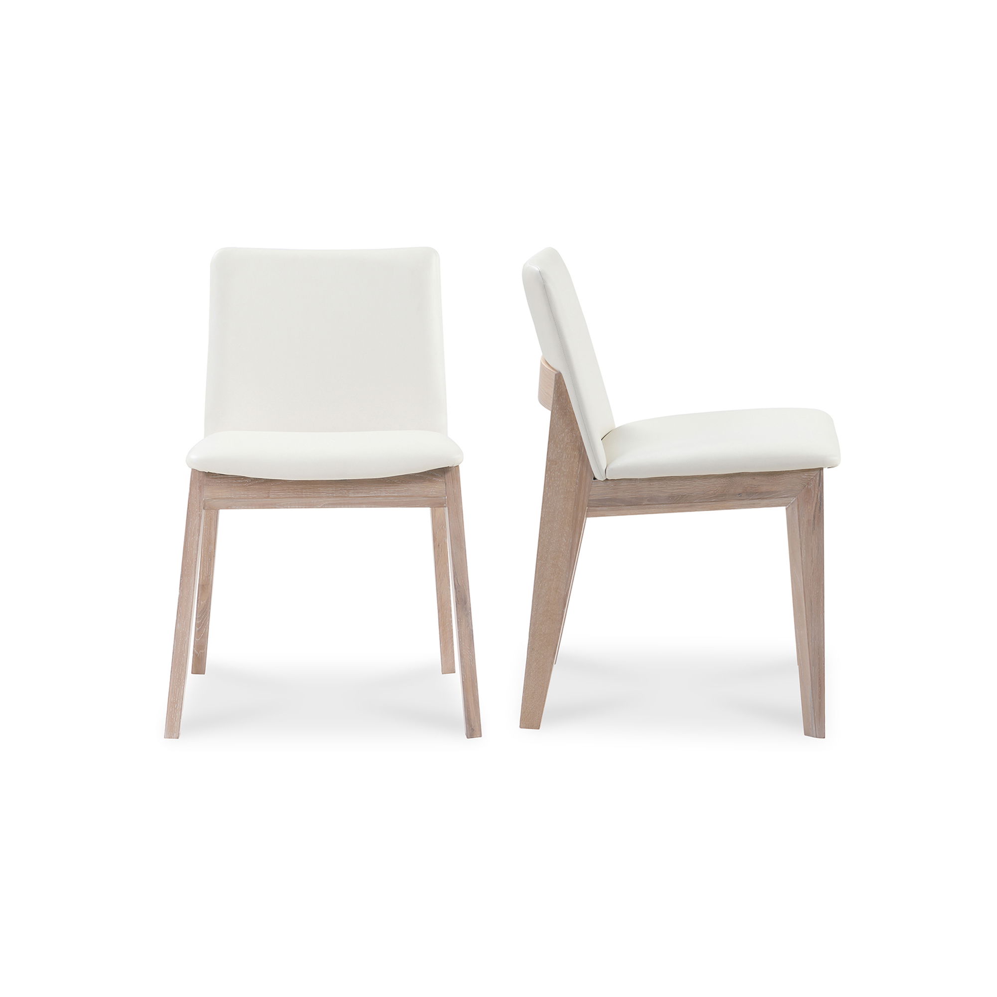 Deco Oak Dining Chair Cream White Pvc - Set Of Two, by Moe's Home, 21.25" width x 31.1" height x 21.25" depth View 1