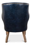 Welsh Blue Leather Chair, Seating by Sarreid, 30" length x 32" width x 40" height thumbnail 9