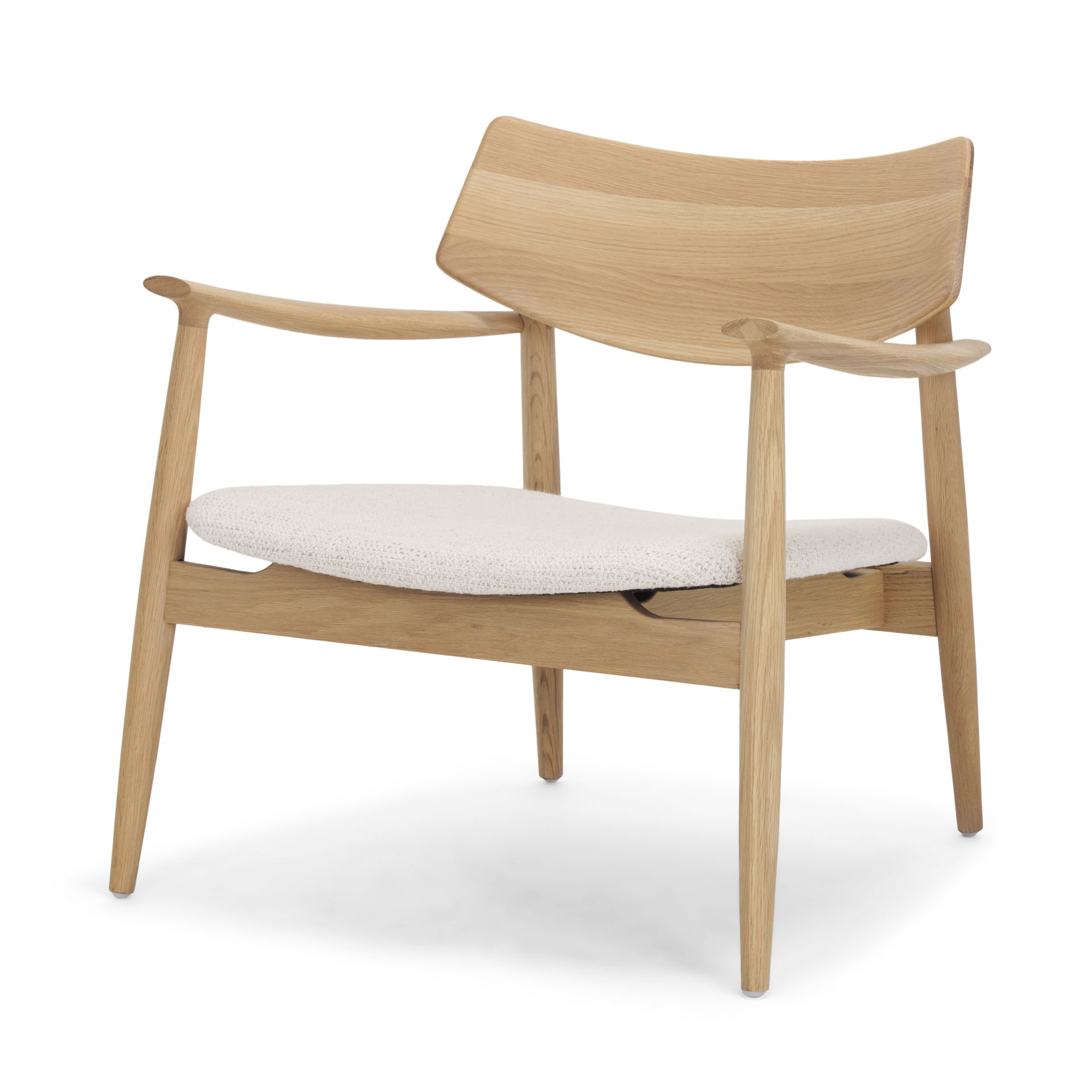 Haggen Light Brown Oak Wood with Cream Fabric Accent Chair, by Mercana, 27.56" length x 26.77" width x 28.35" height View 1