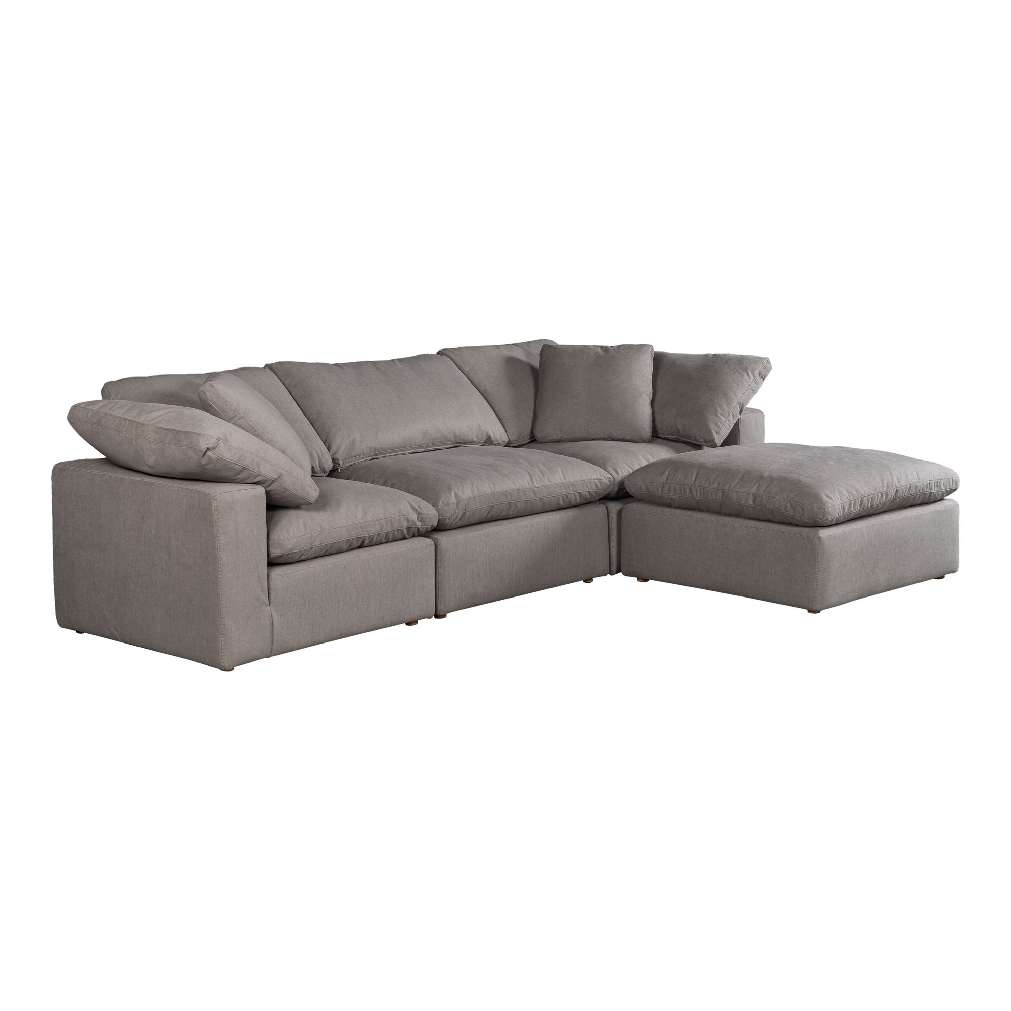 Terra Condo Lounge Modular Sectional Light Grey, Sectional Sofa by Moe's Home, 114" width x 32" height x 76" depth View 3