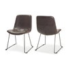 Sawyer Solid Back Dining Side Chair | Dark Brown Faux Leather with Iron, Dining Chair by Mercana, 19" length x 24.25" width x 33" height thumbnail 5