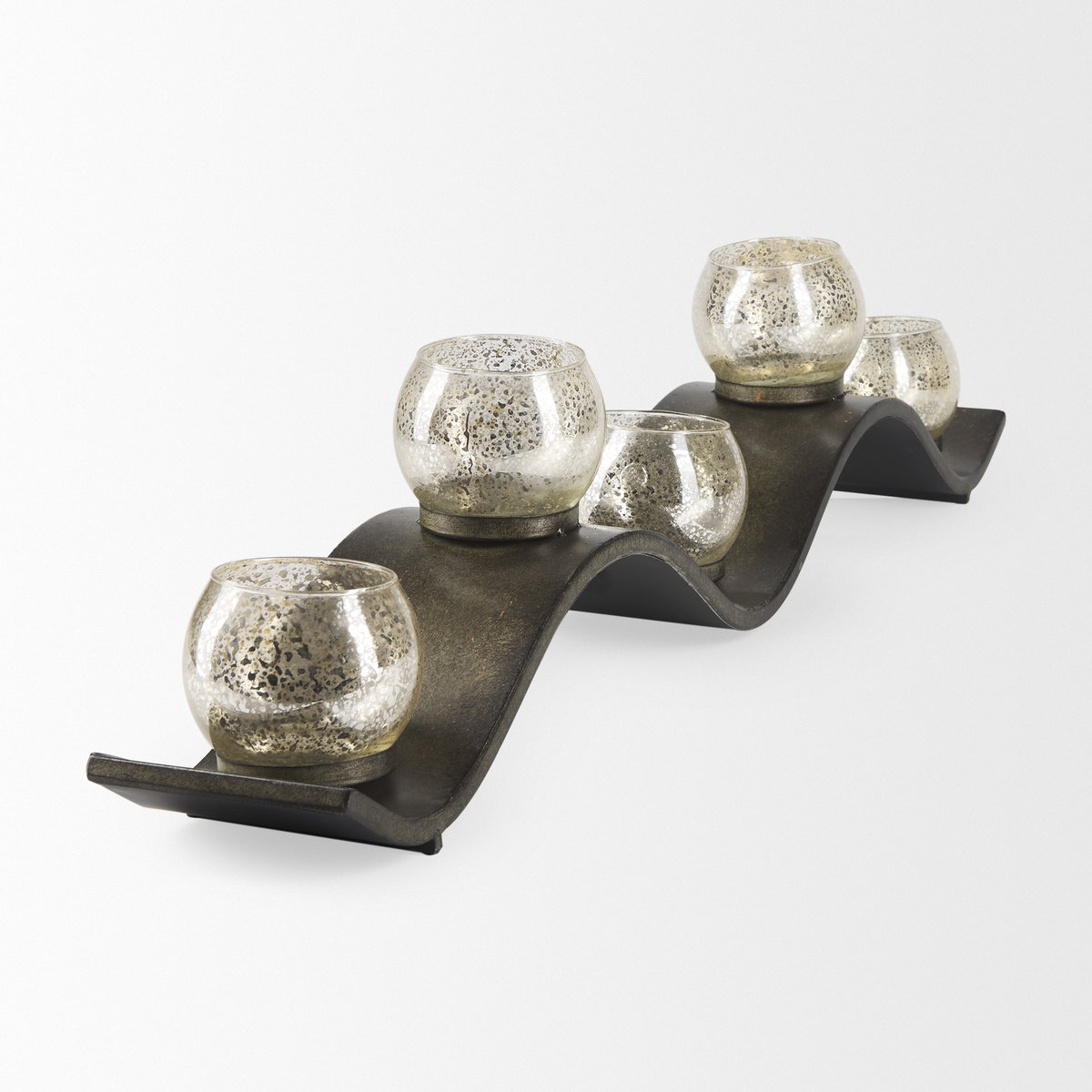 Lux Copper Metal Five Hurricane Glass Holder Table Candle Holder, Candles & Candle Holder by Mercana, 37" length x 4.92" width x 6.99" height View 6