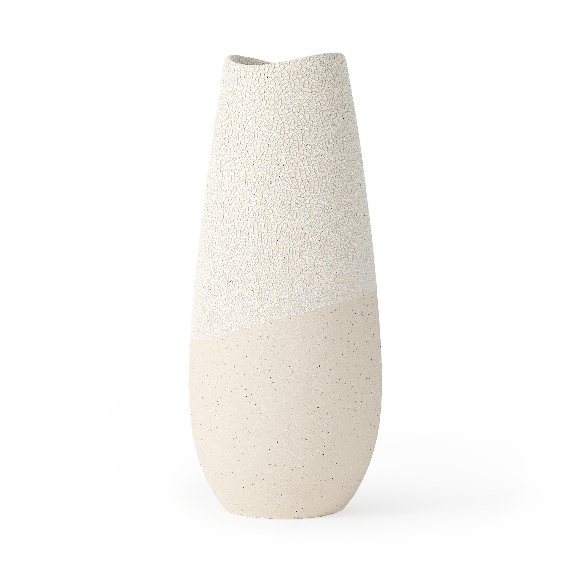 Salar  Cream Conical Crackled Ceramic Vase, by Mercana, 5.91" length x 5.91" width x 13.98" height View 1