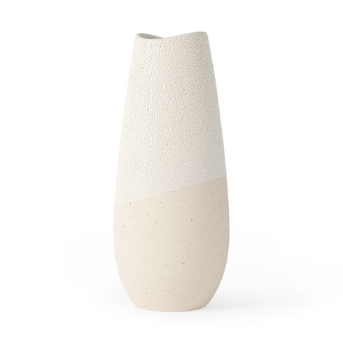 Salar  Cream Conical Crackled Ceramic Vase