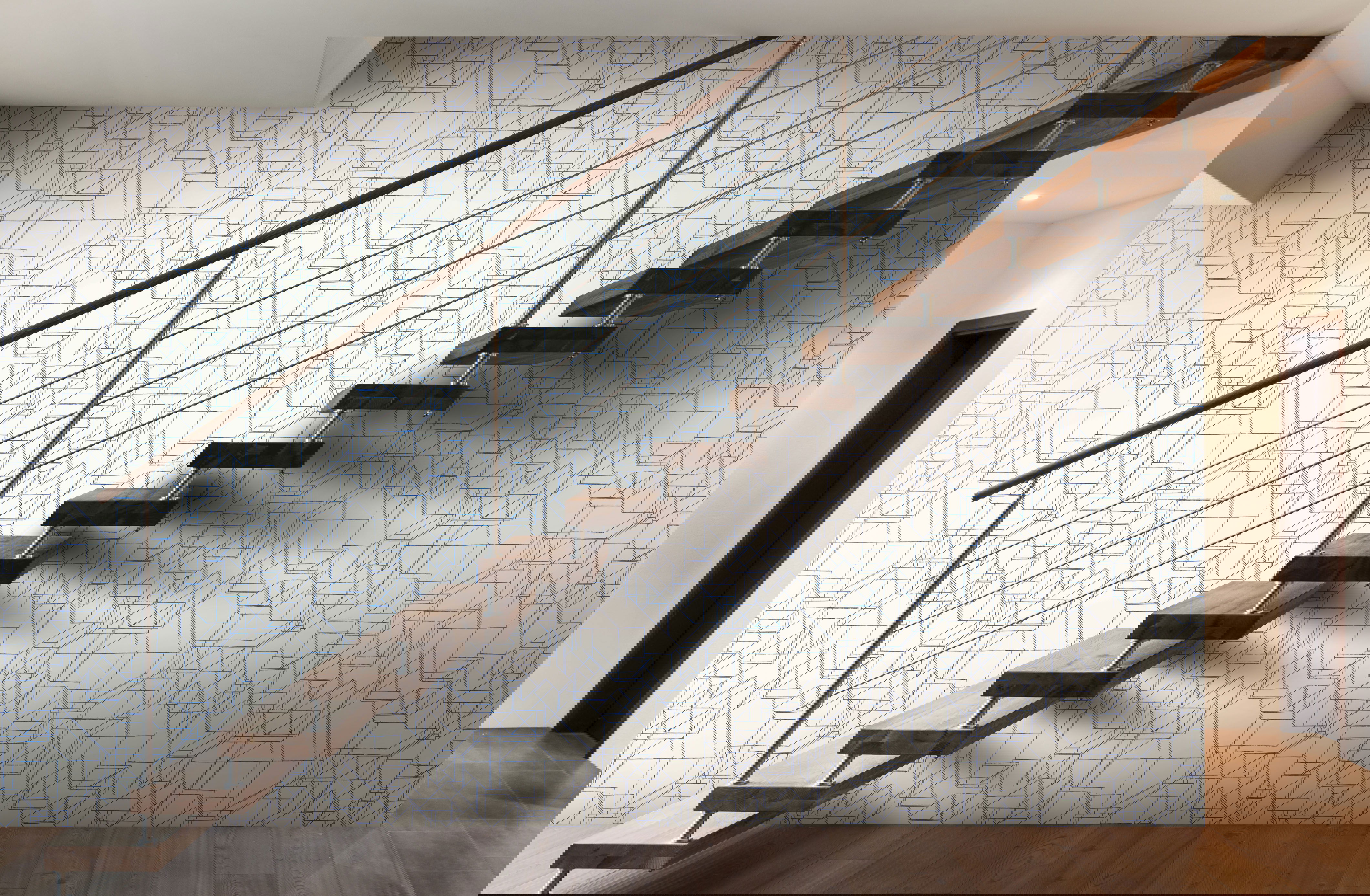 Prism Schematics Cobalt Peel & Stick Wallpaper, by York Wall, 20' length x 2'3" width x 0.02" depth View 3