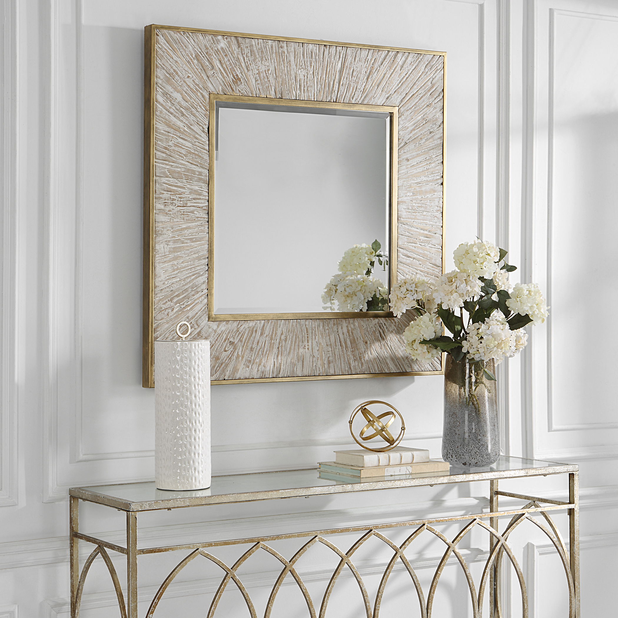 Wharton Whitewashed Square Mirror large image 